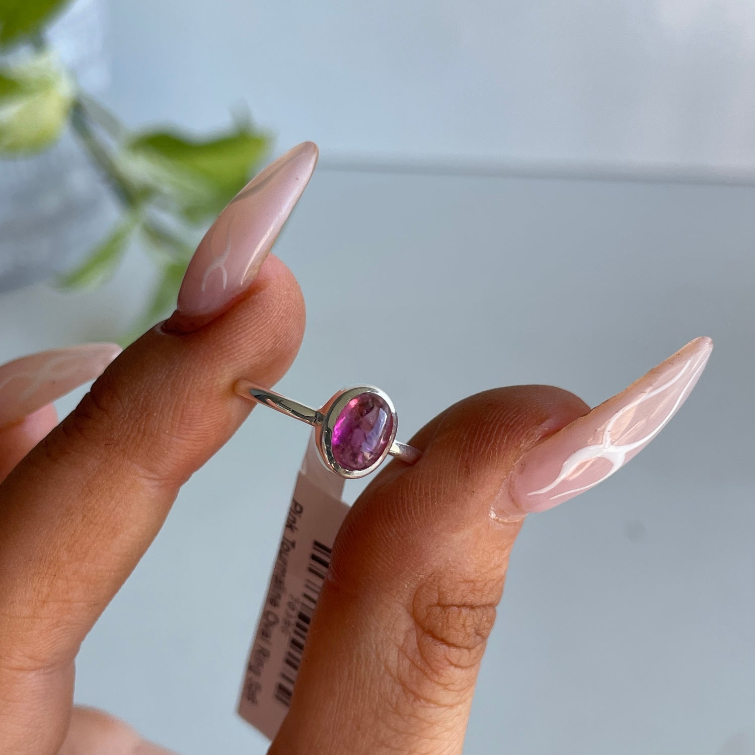 Pink Tourmaline Oval Ring Sz6