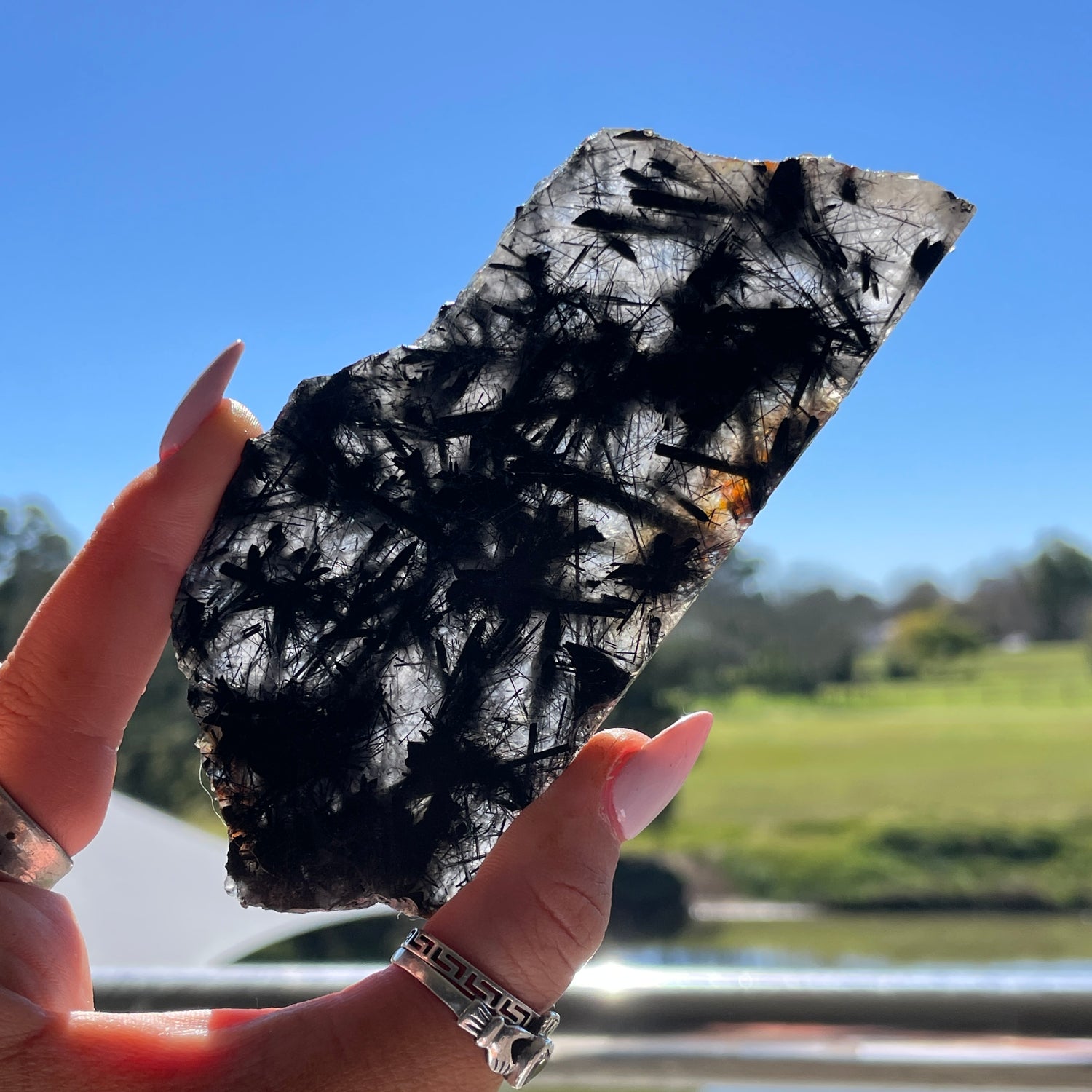 Tourmalinated Quartz Slice 94g