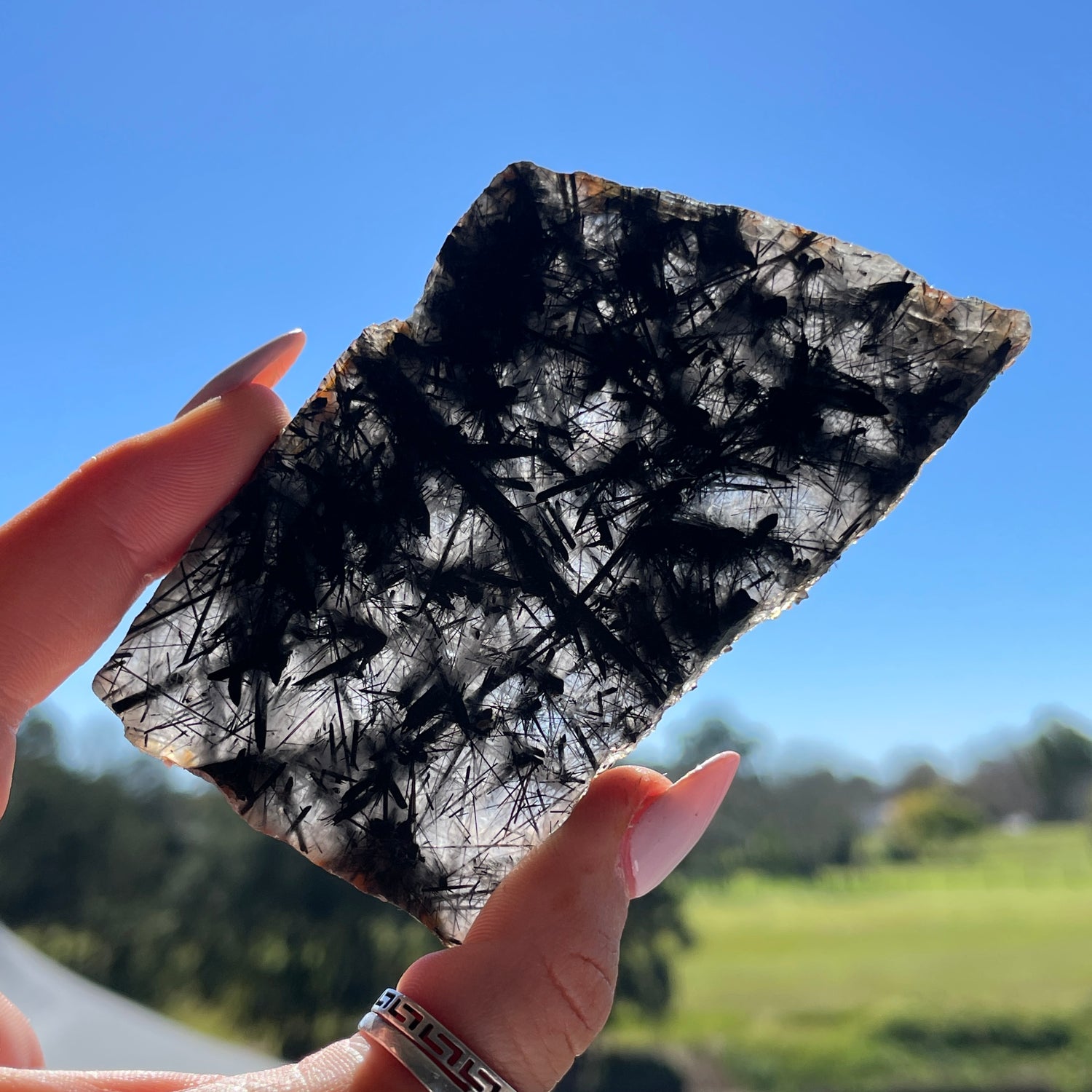 Tourmalinted Quartz Slice 94g