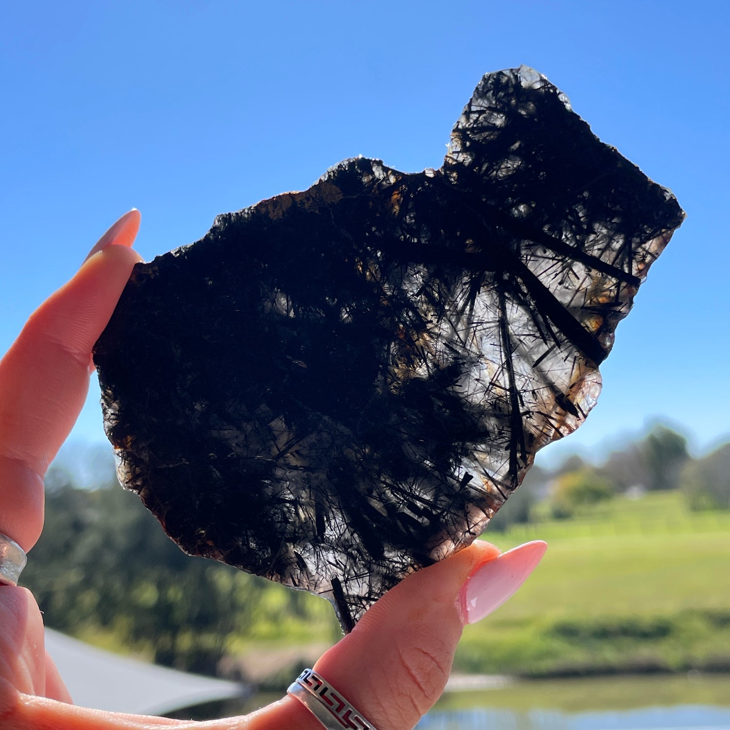 Tourmalinated Quartz Slice 84g