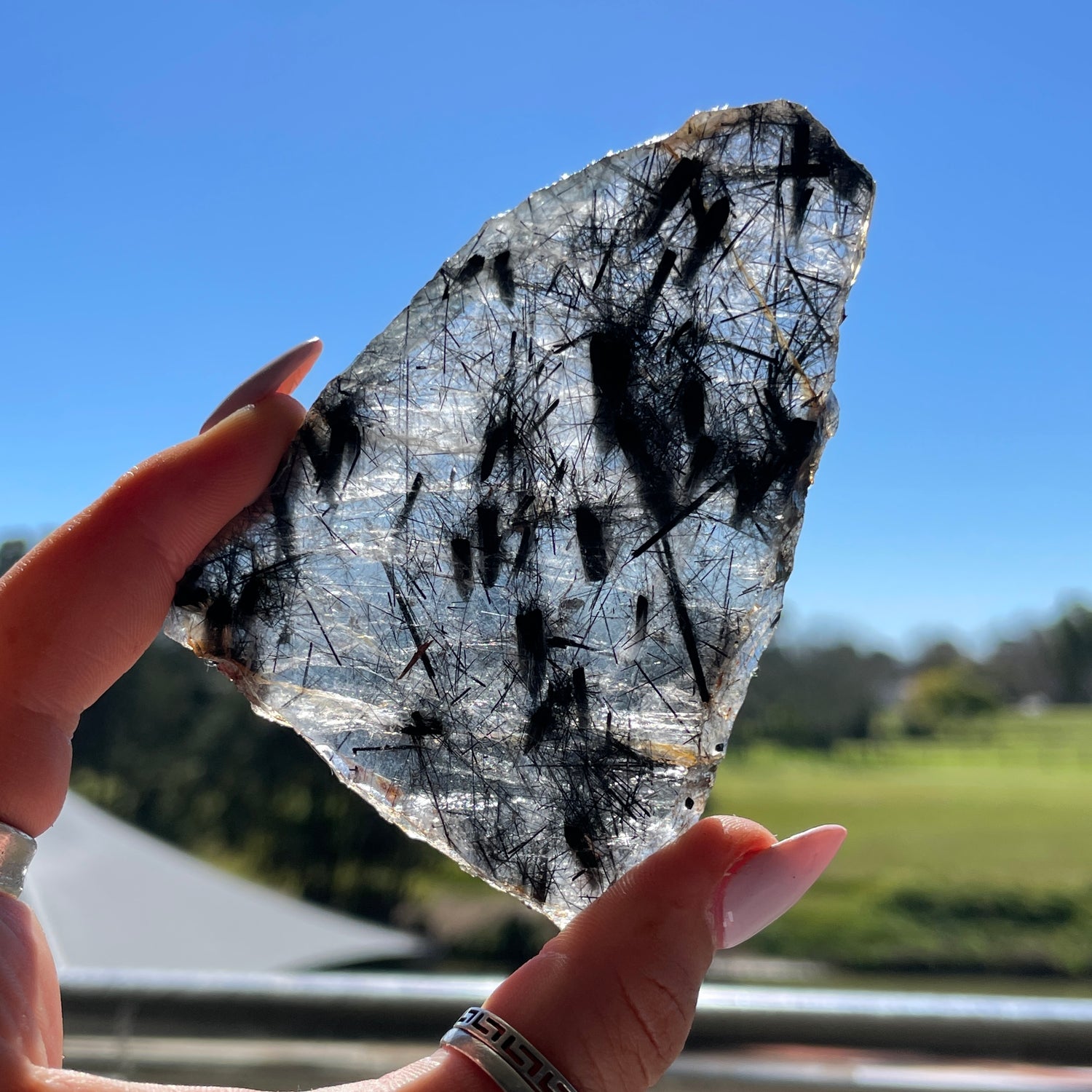 Tourmalinted Quartz Slice 74g