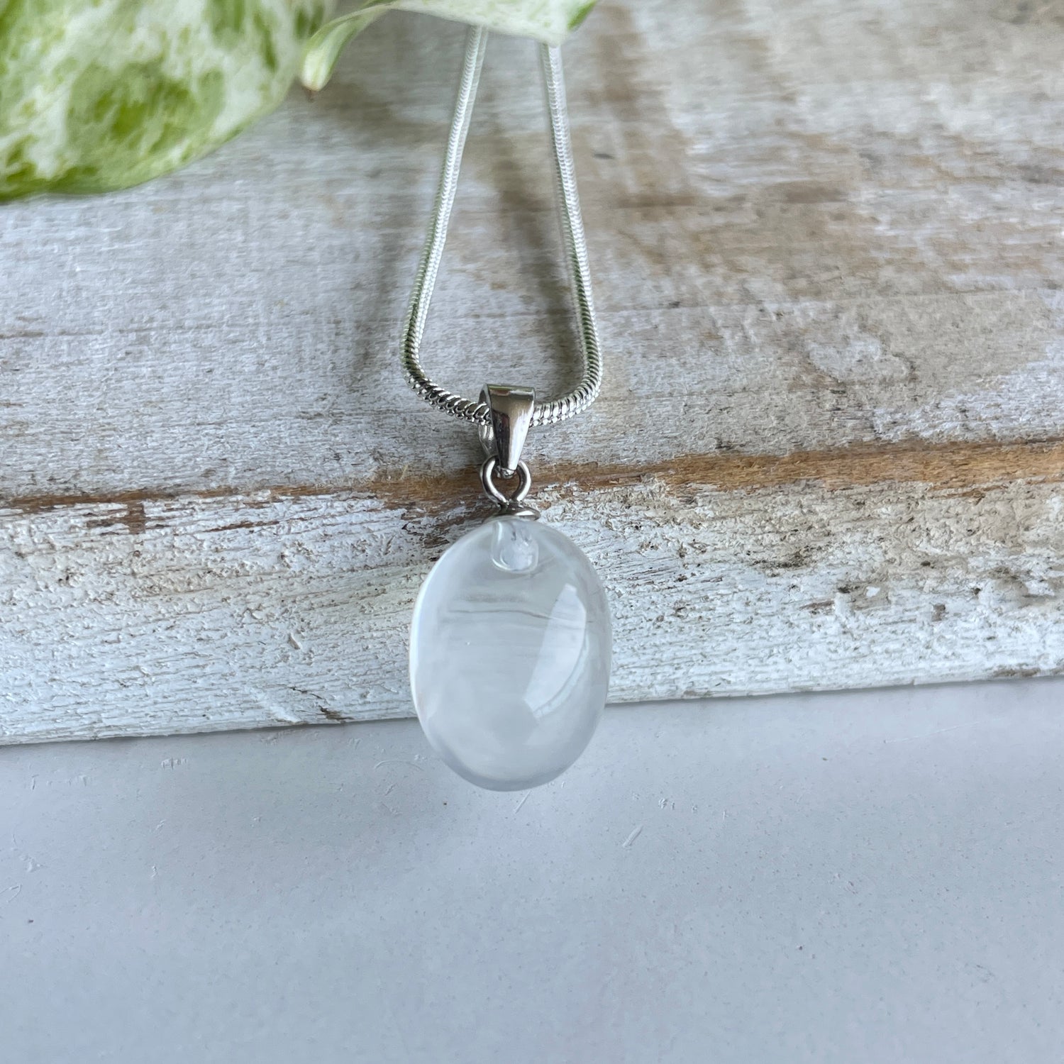 Blue Needle Quartz Oval Pendant 003
