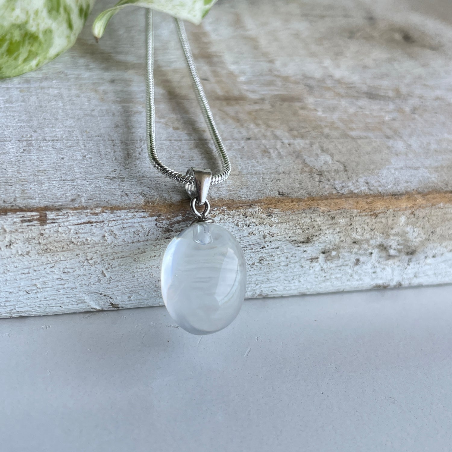 Blue Needle Quartz Oval Pendant 003