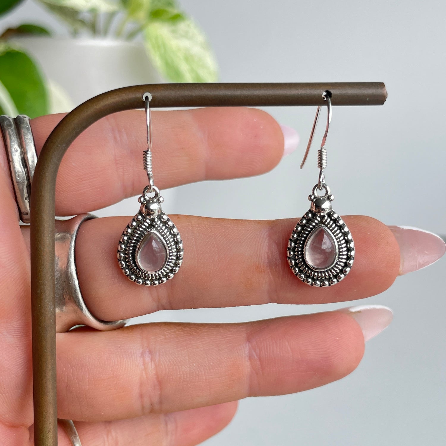 Rose Quartz Teardrop Earrings