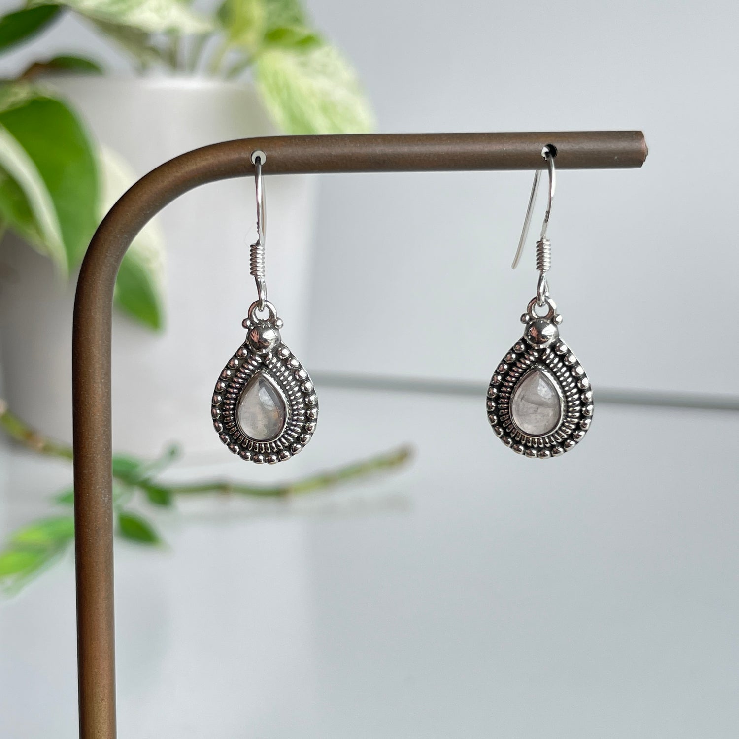 Rose Quartz Teardrop Earrings