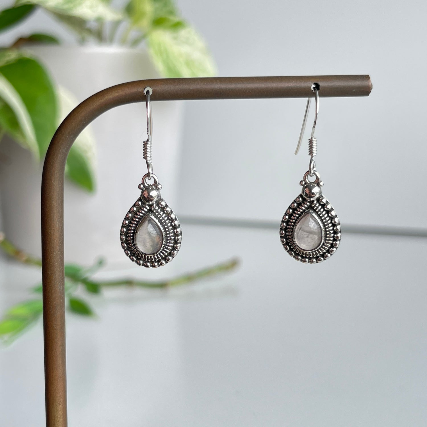 Rose Quartz Teardrop Earrings