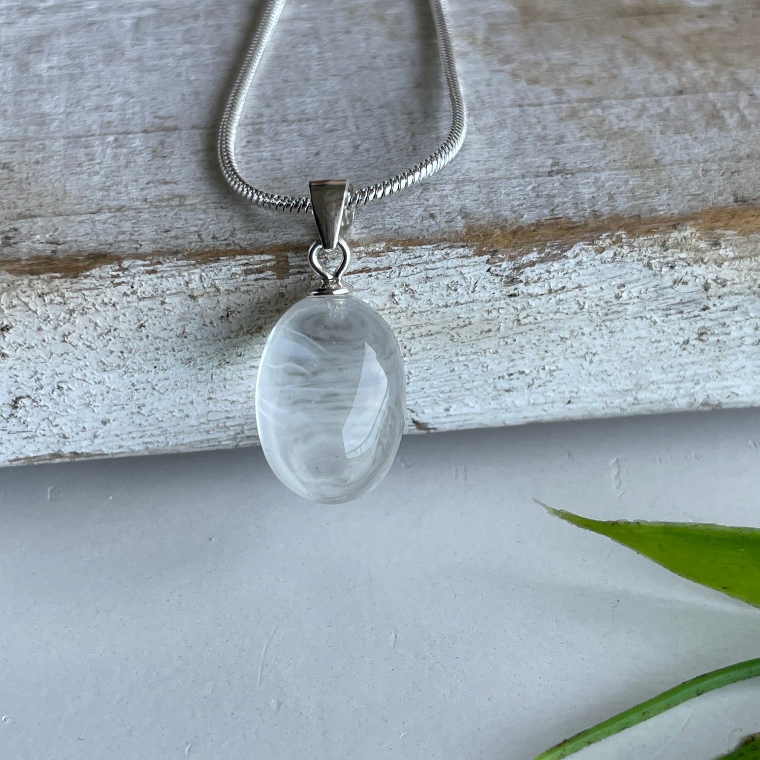 Blue Needle Quartz Oval Pendant 006
