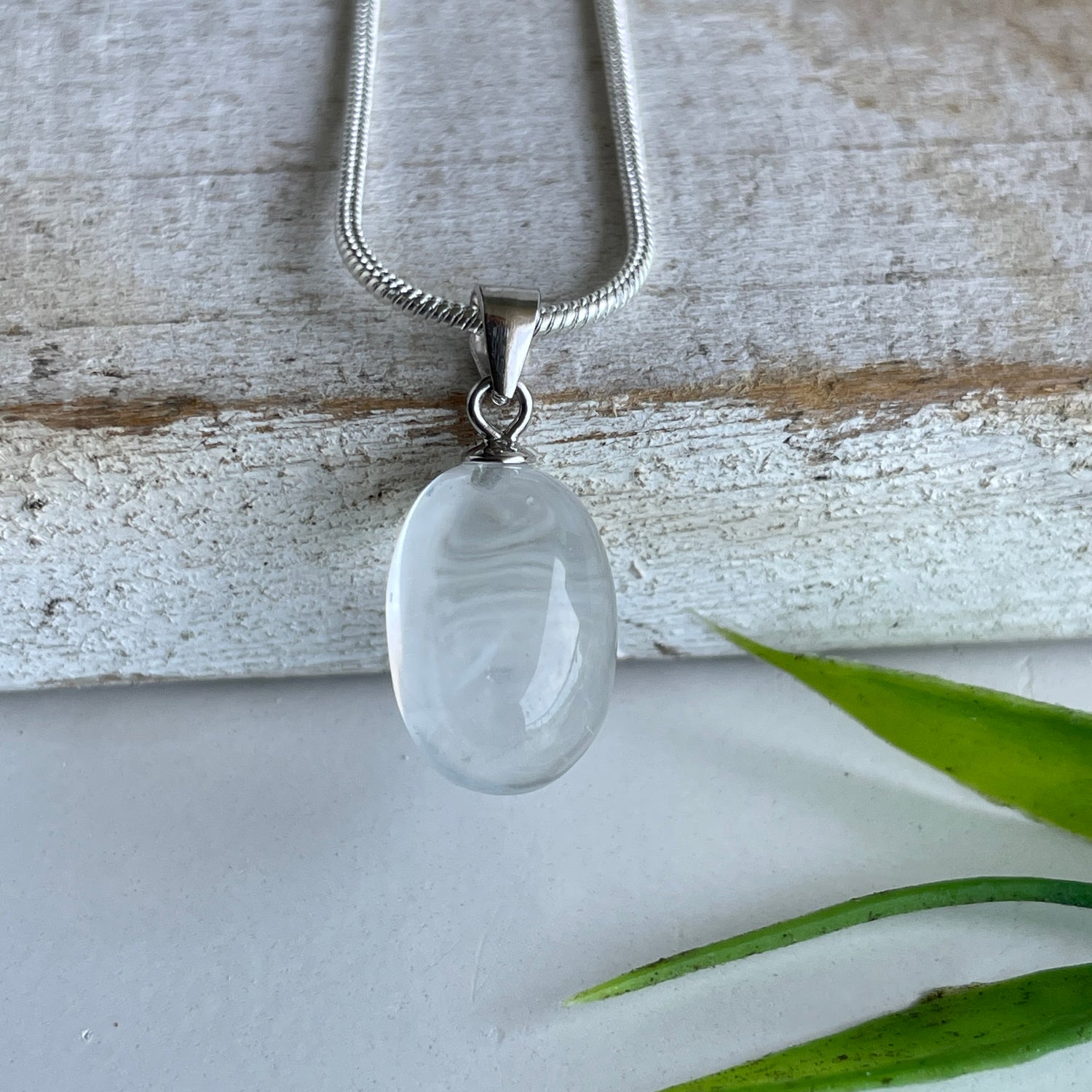 Blue Needle Quartz Oval Pendant 001