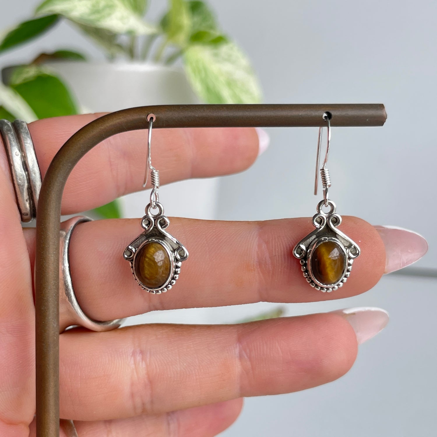 Tigers Eye Oval Earrings