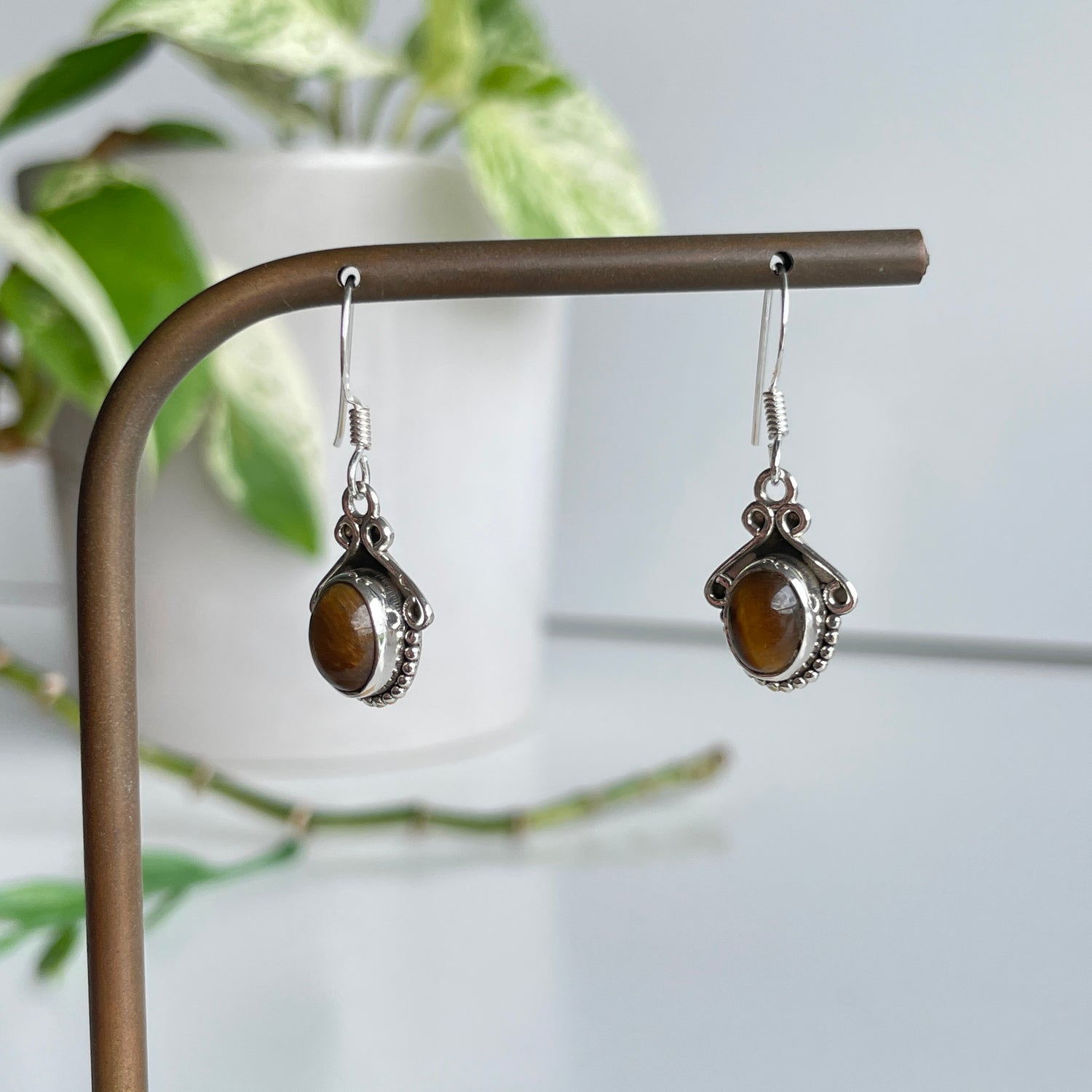 Tigers Eye Oval Earrings