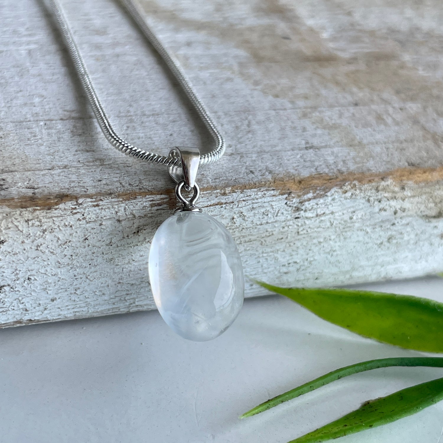 Blue Needle Quartz Oval Pendant 001