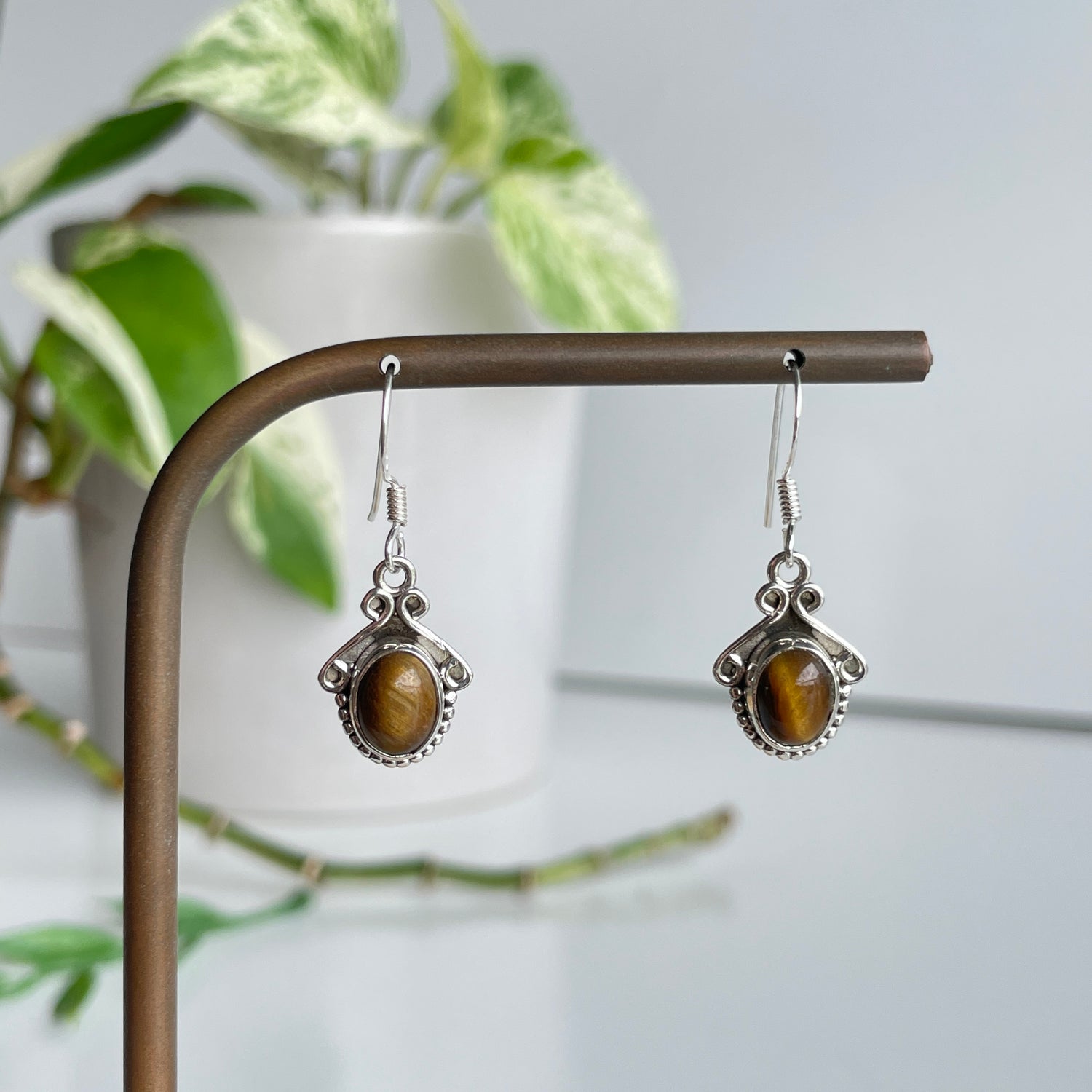 Tigers Eye Oval Earrings