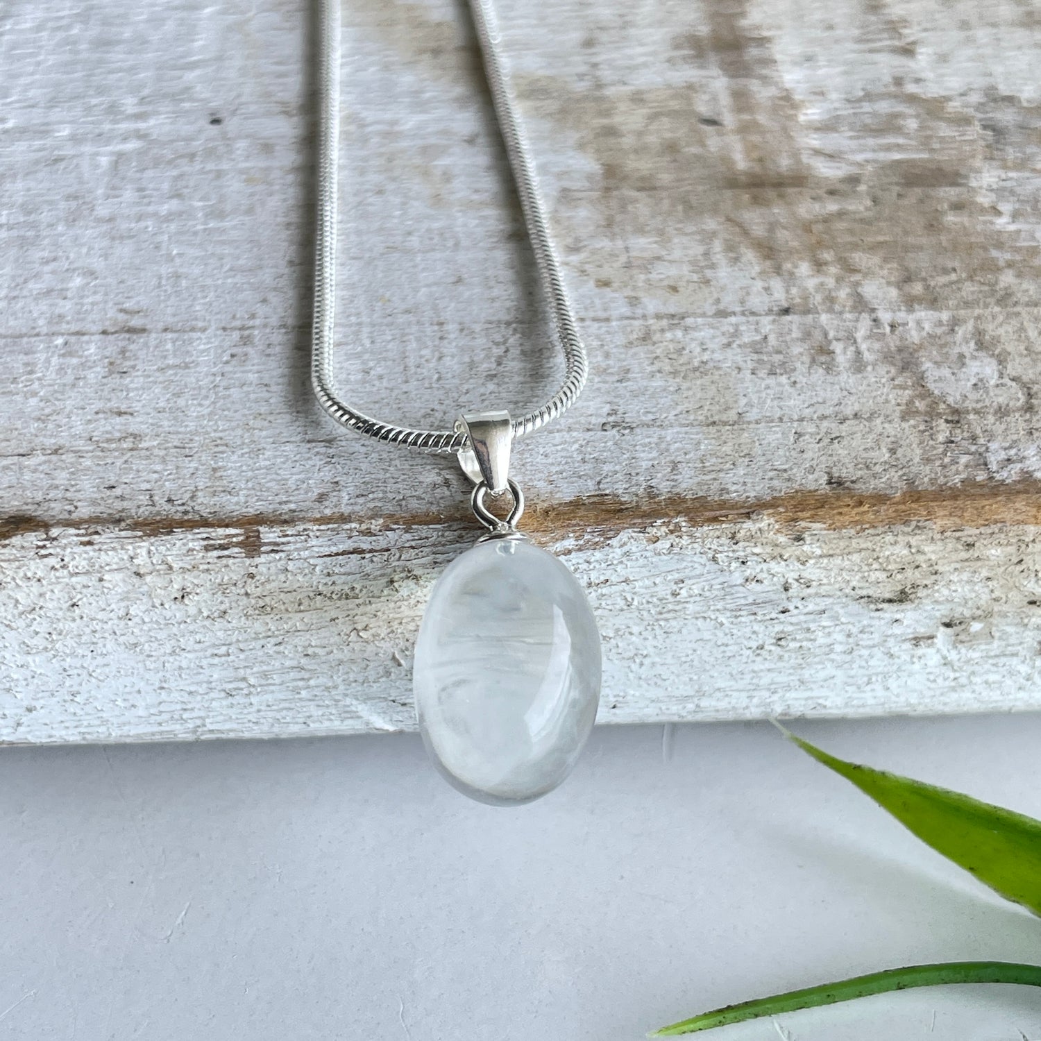 Blue Needle Quartz Oval Pendant
