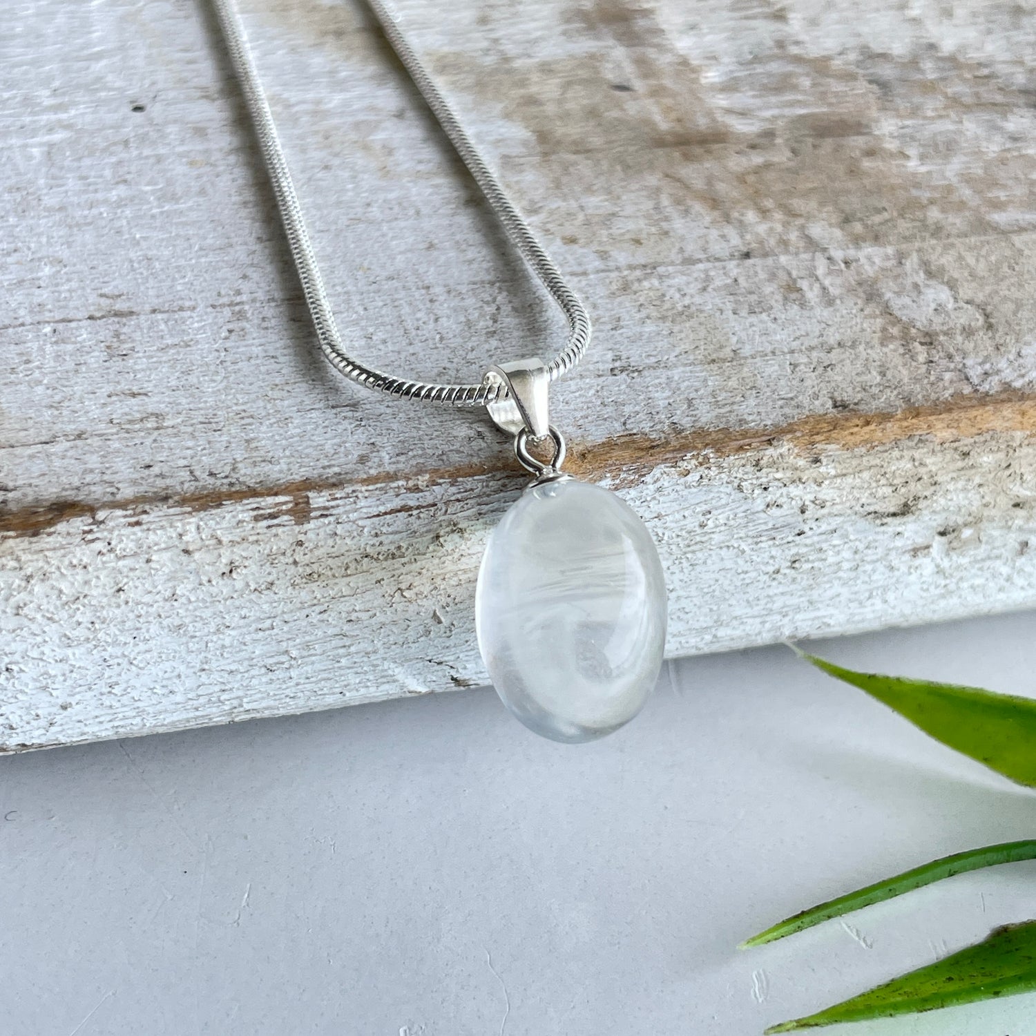 Blue Needle Quartz Oval Pendant