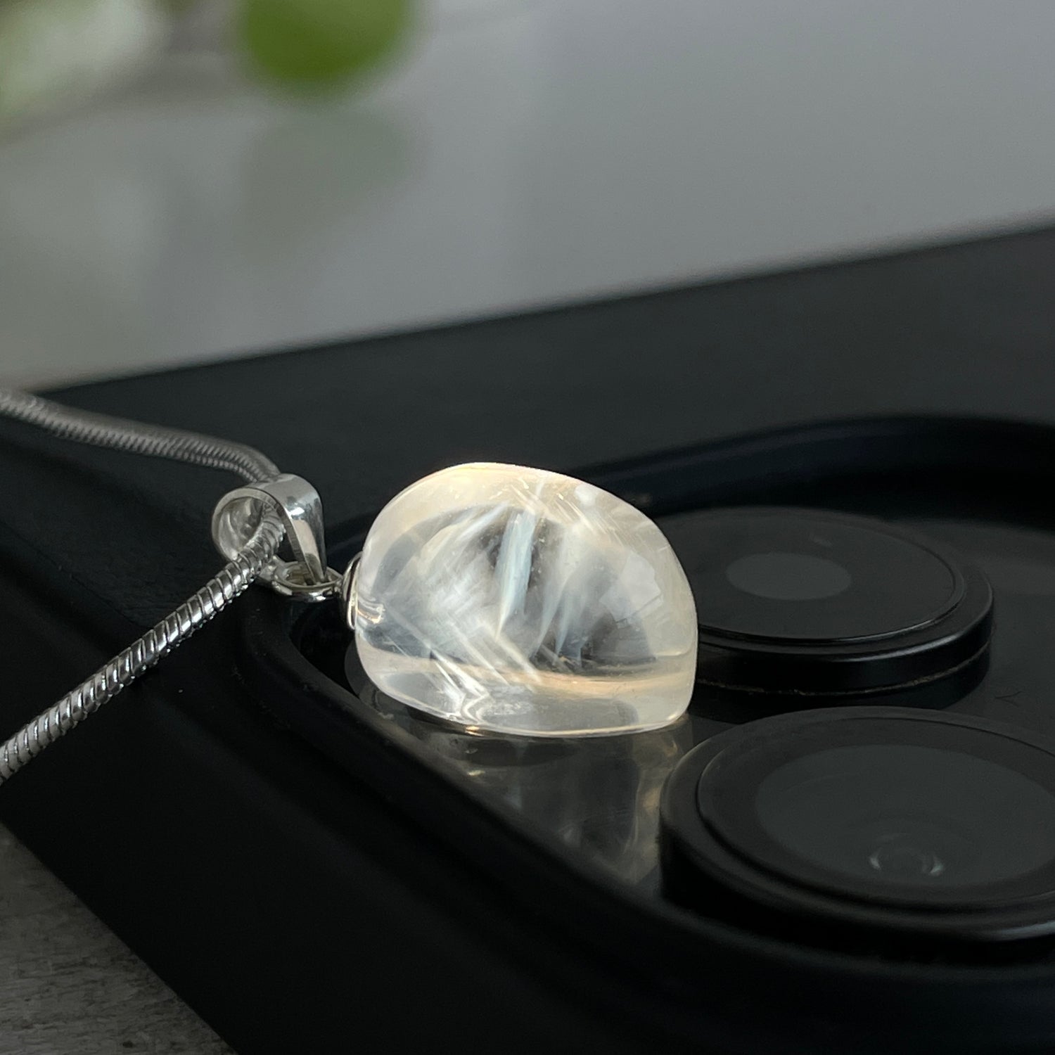 Blue Needle Quartz Oval Pendant