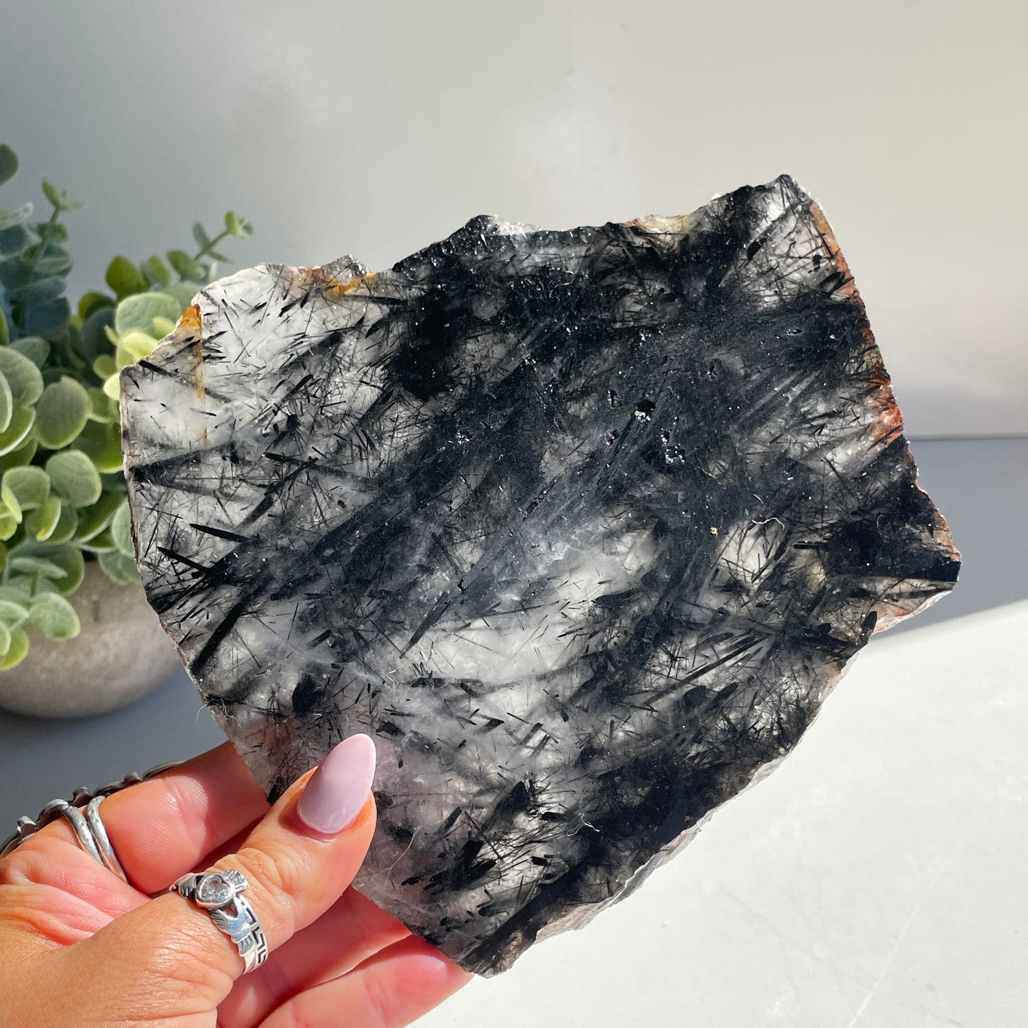 Tourmalinated Quartz Slice 408g