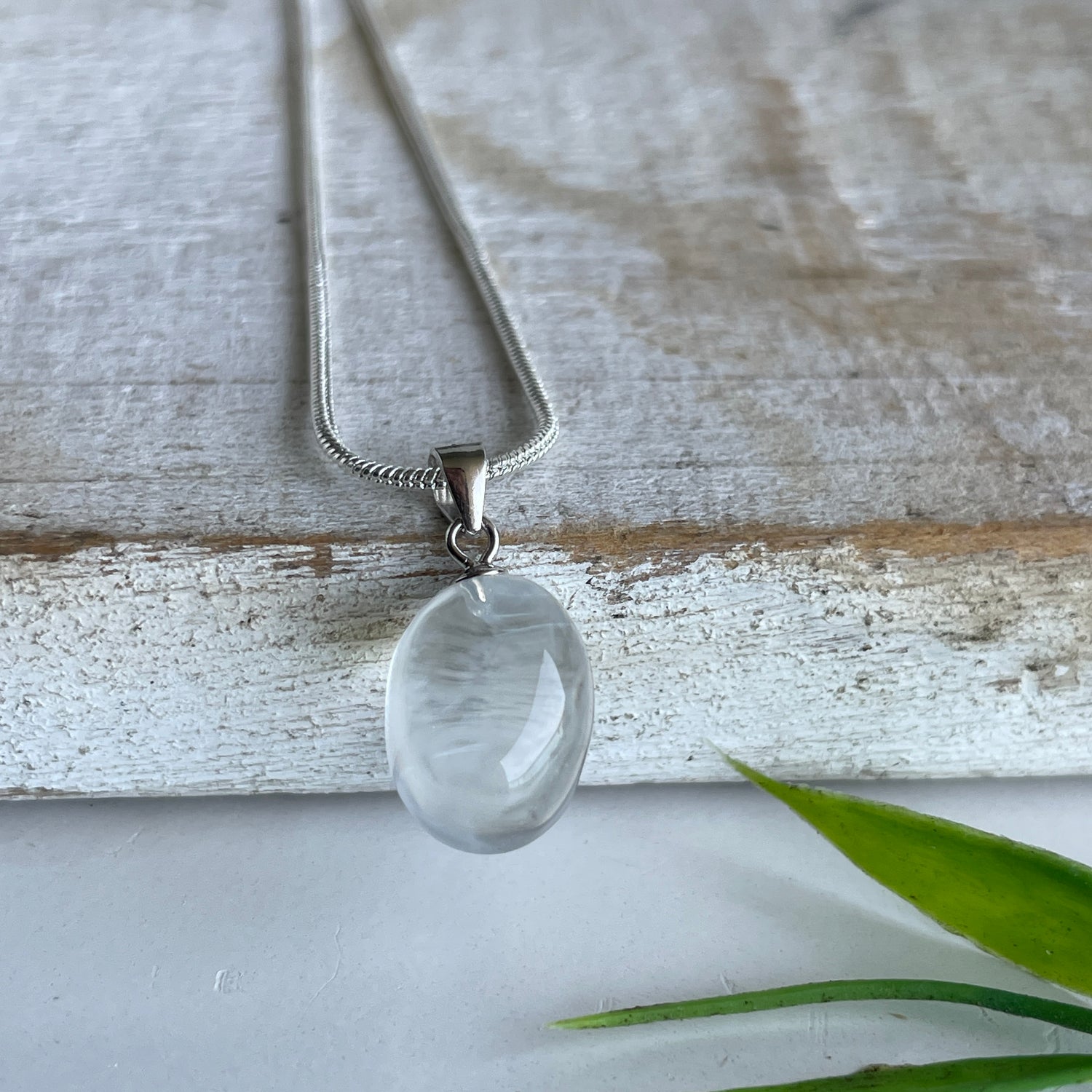 Blue Needle Quartz Oval Pendant 009