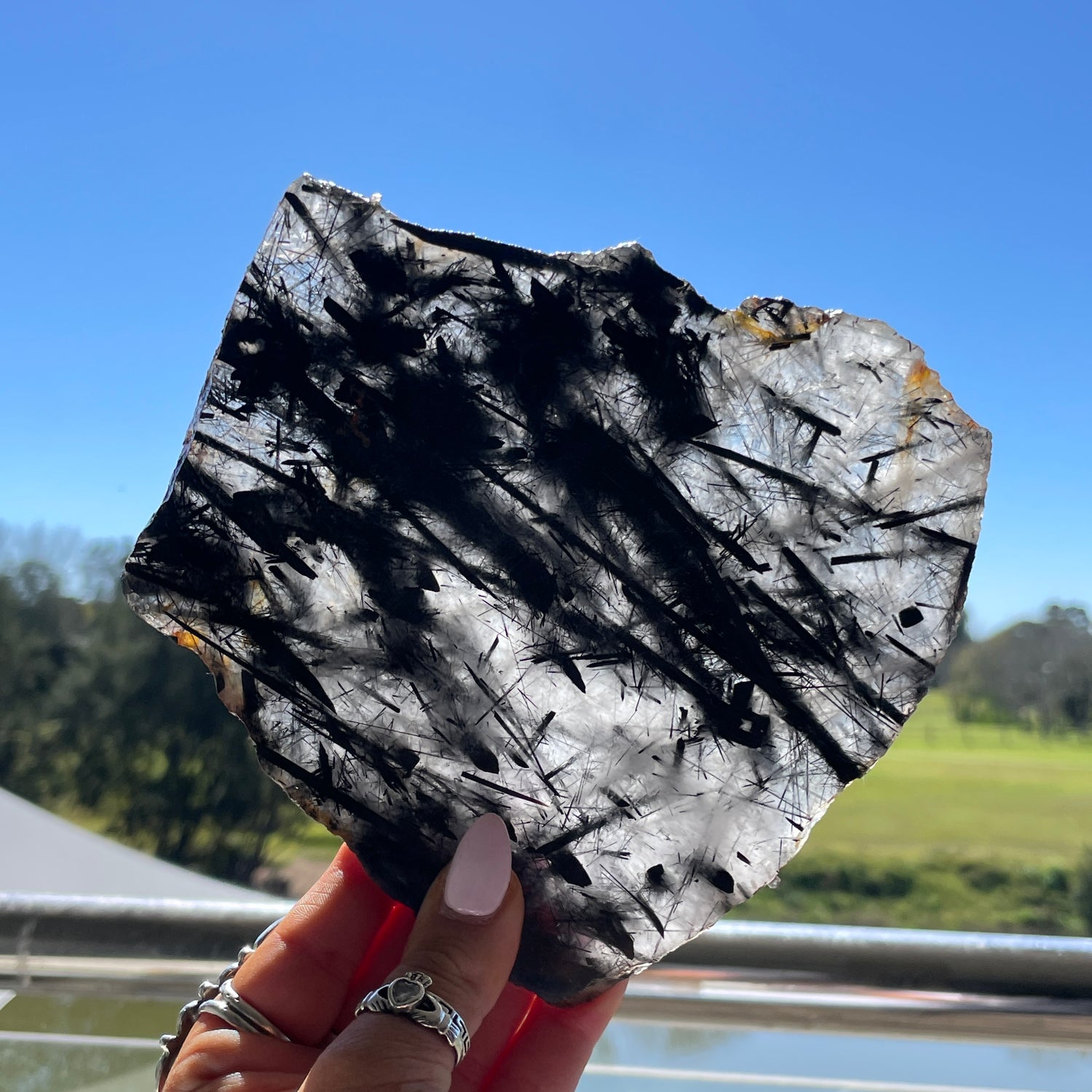 Tourmalinated Quartz Slice 408g