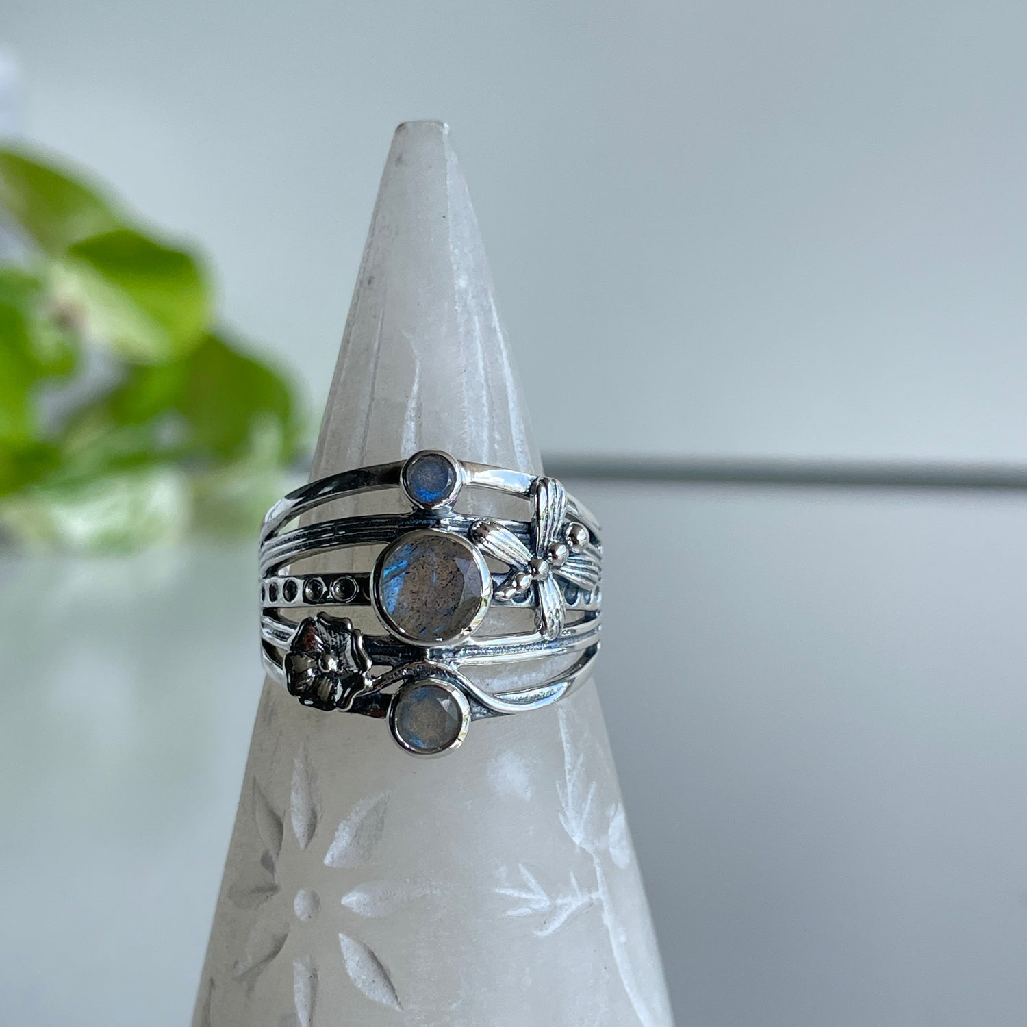 Labradorite Triple Dragonfly Ring