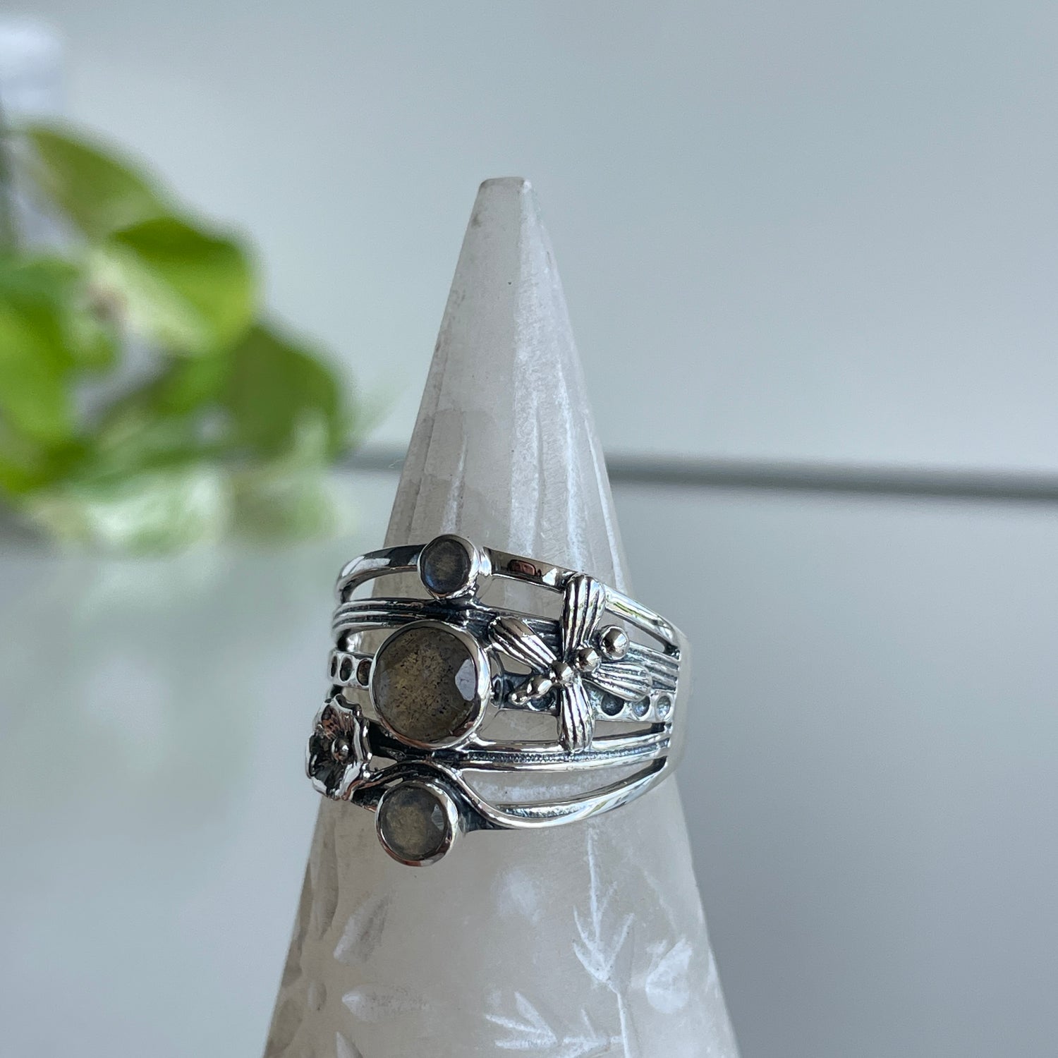Labradorite Triple Dragonfly Ring