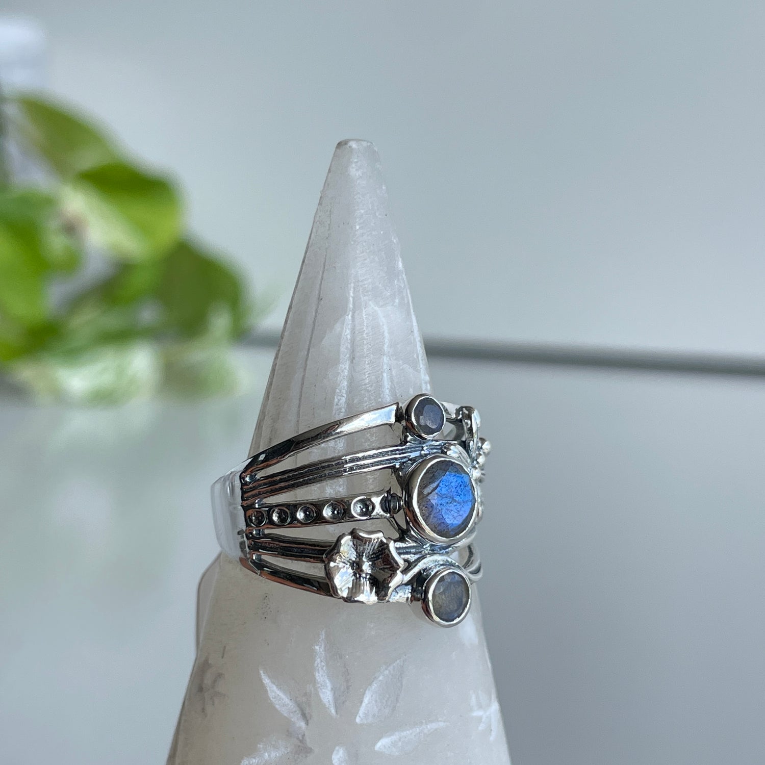 Labradorite Triple Dragonfly Ring