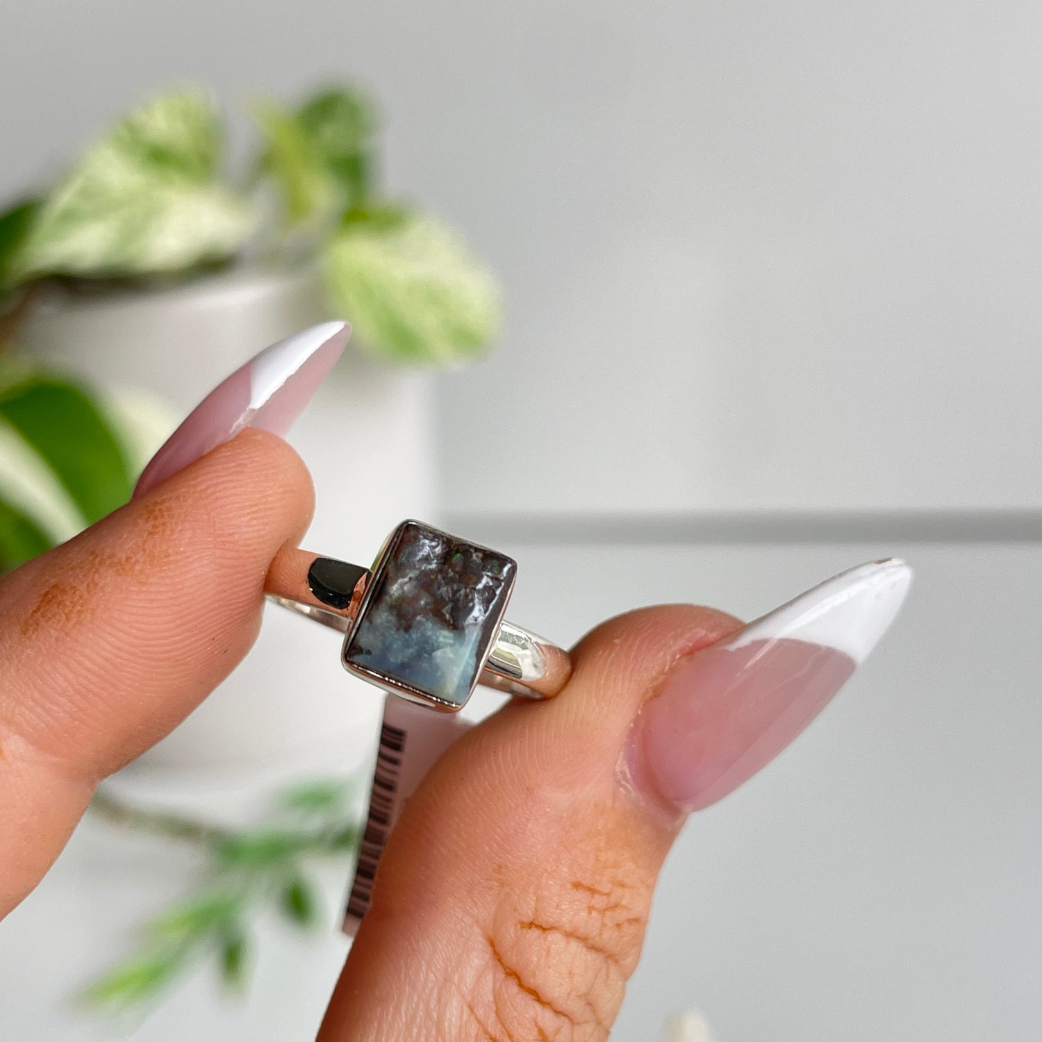 Boulder Opal Rectangle Ring Sz7