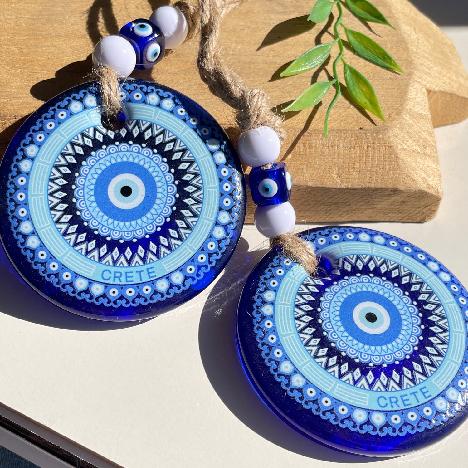 Evil Eye Glass Hanging Light Blue