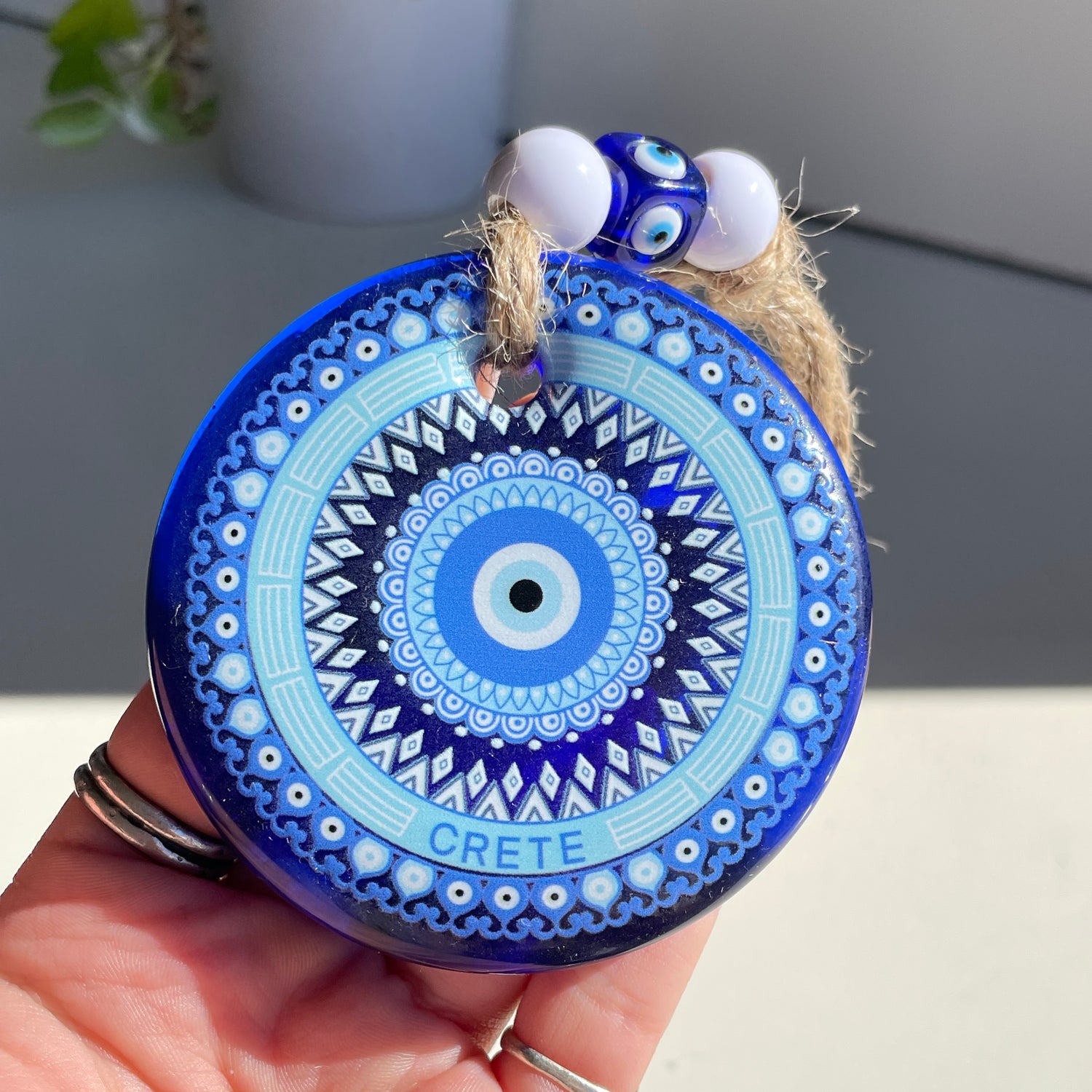 Evil Eye Glass Hanging Light Blue