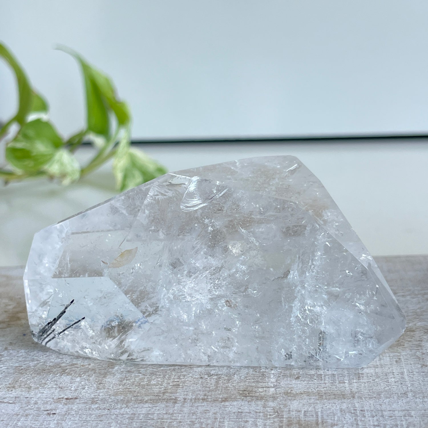 Brazilian Clear Quartz W/Black Rutlie Freeform 250g