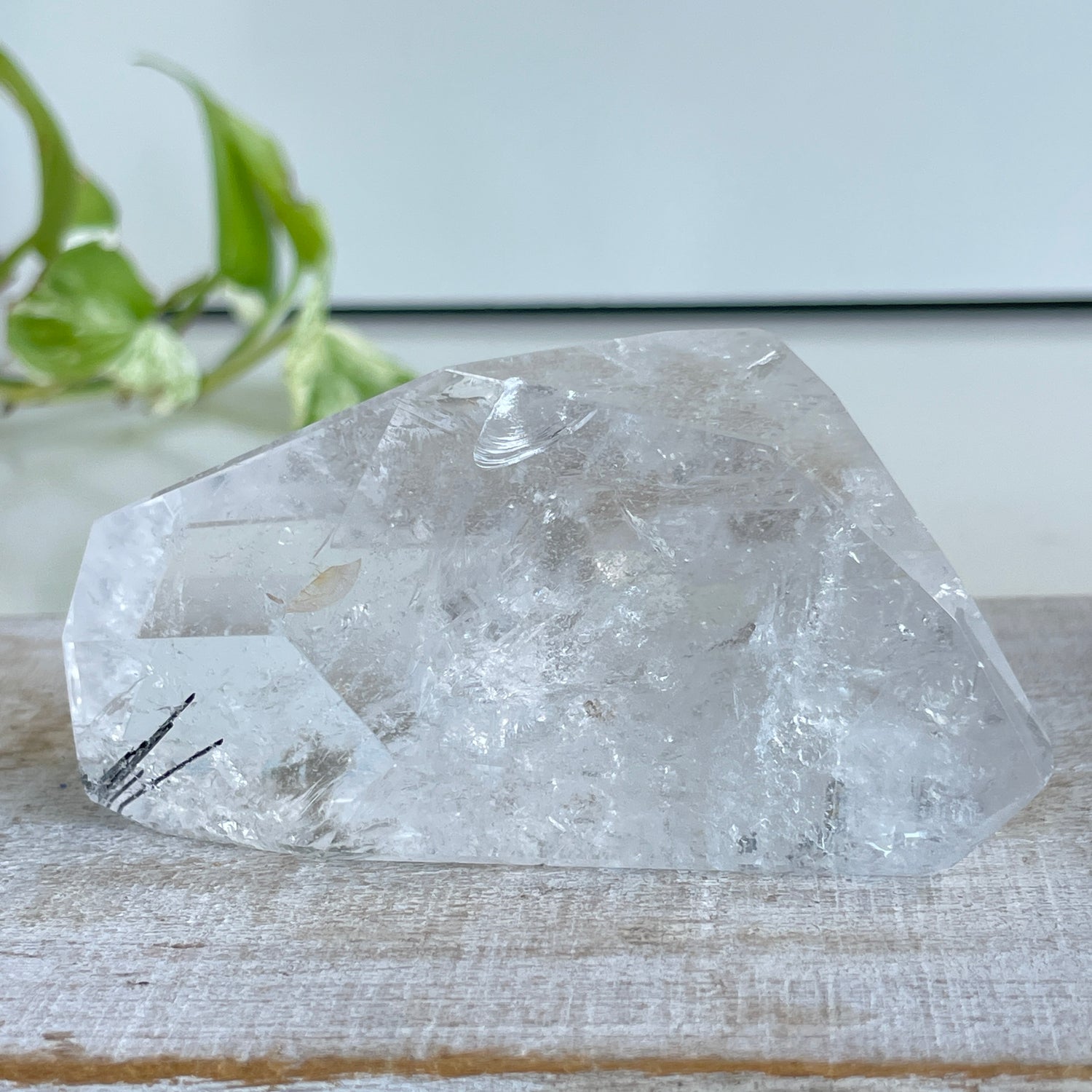 Brazilian Clear Quartz W/Black Rutlie Freeform 250g
