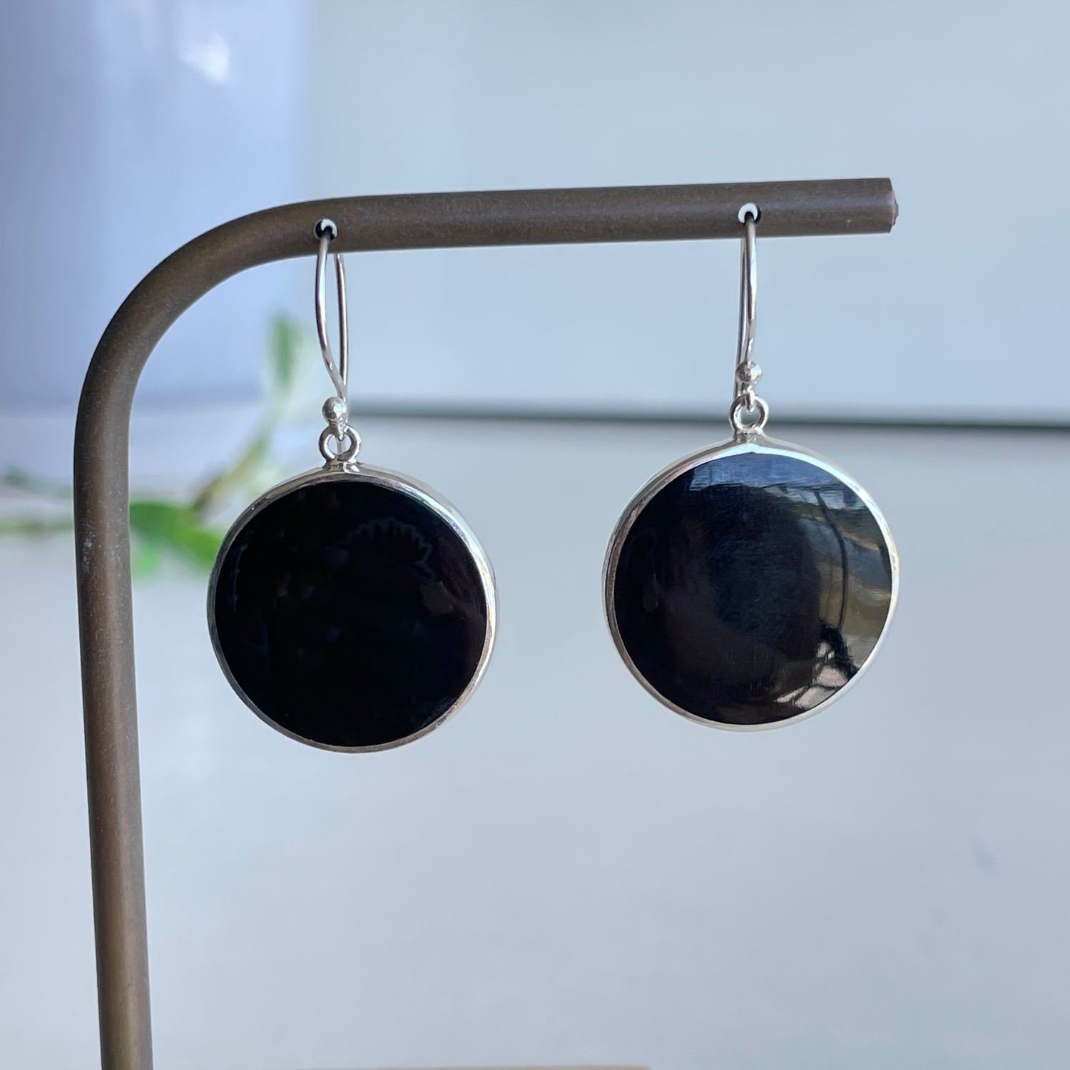 Mother Of Pearl & Black Obsidian Earrings