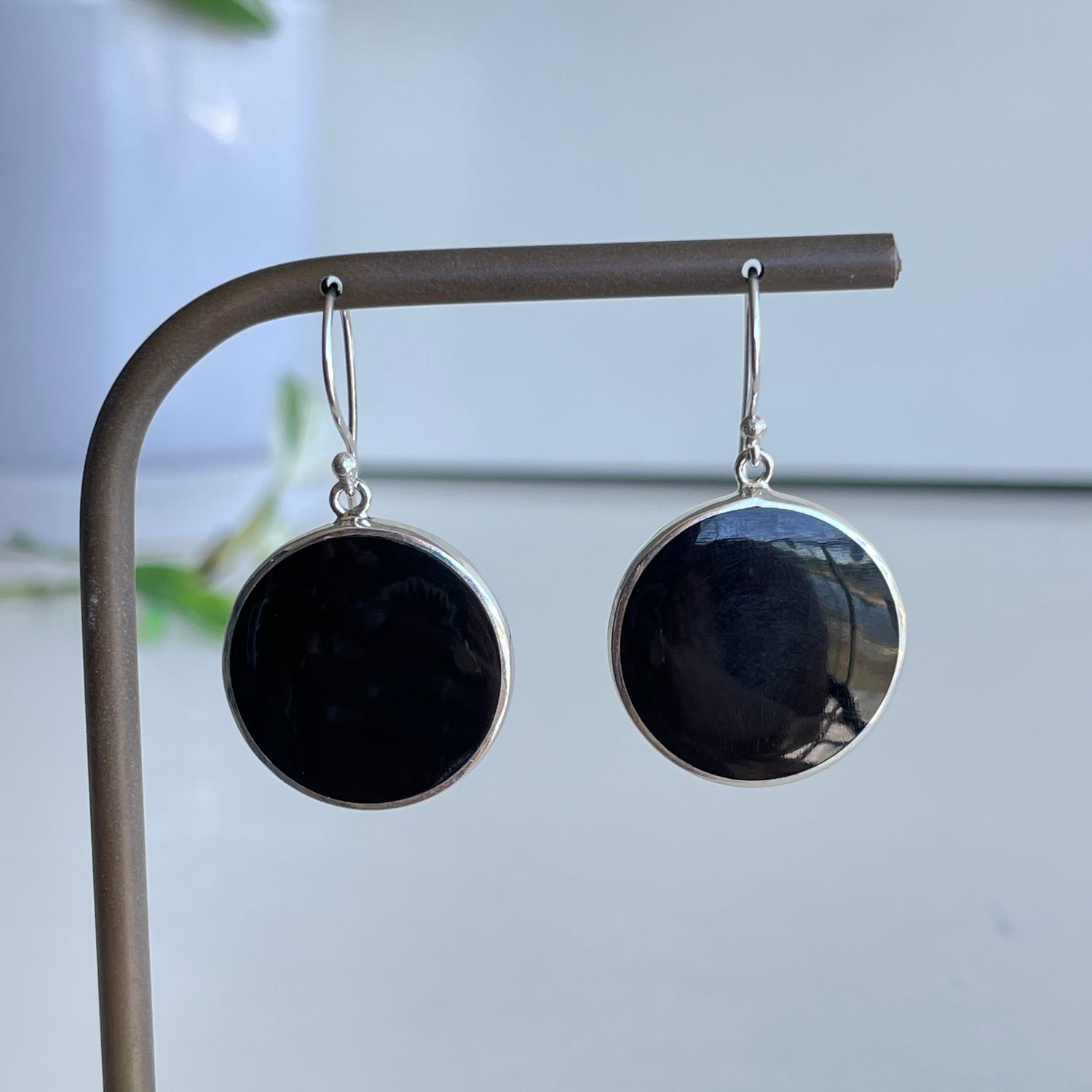 Mother Of Pearl & Black Obsidian Earrings