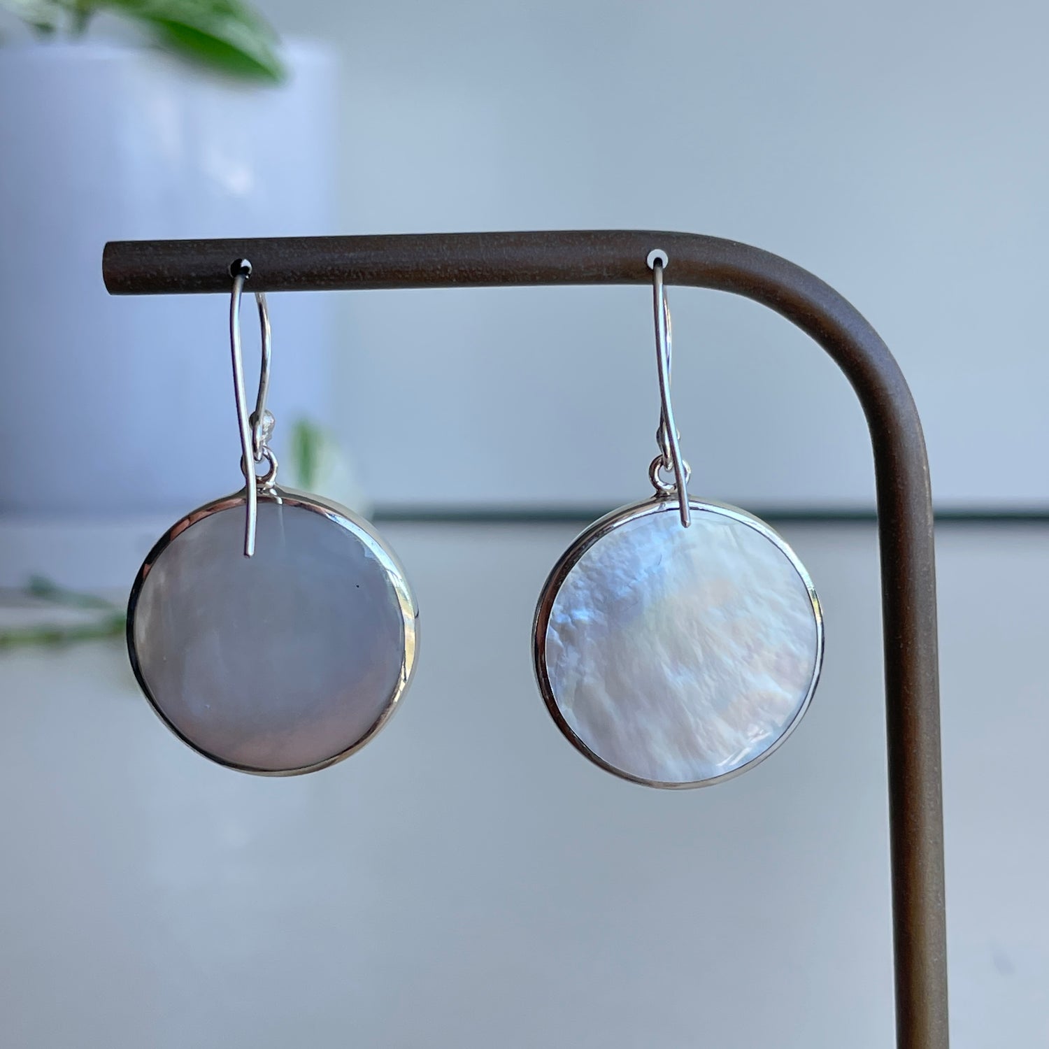 Mother Of Pearl & Black Obsidian Earrings