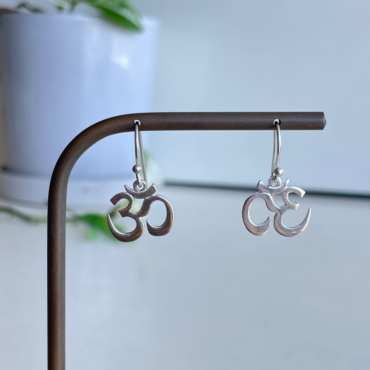 Om Silver Earrings