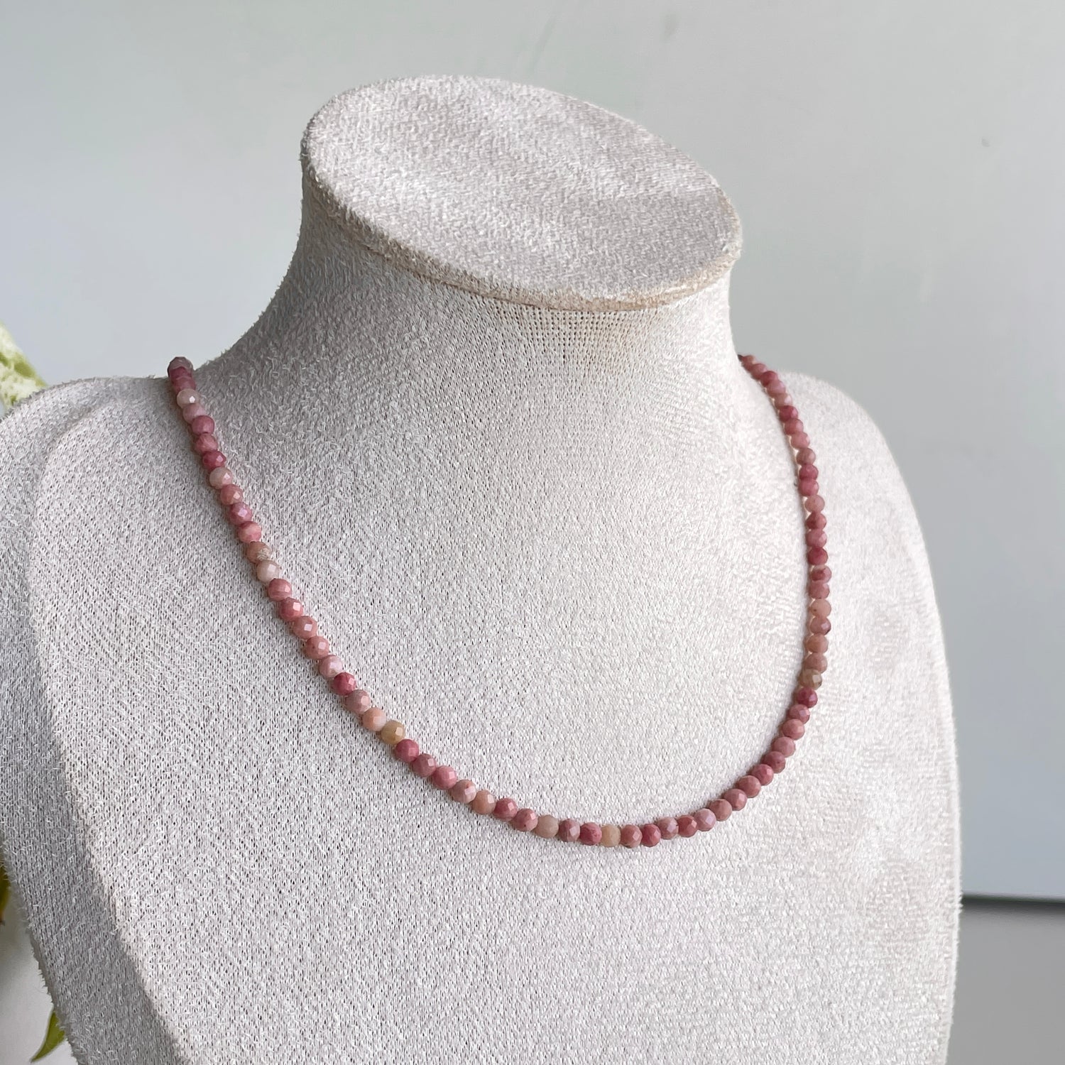 Pink Opal Faceted Necklace 3mm