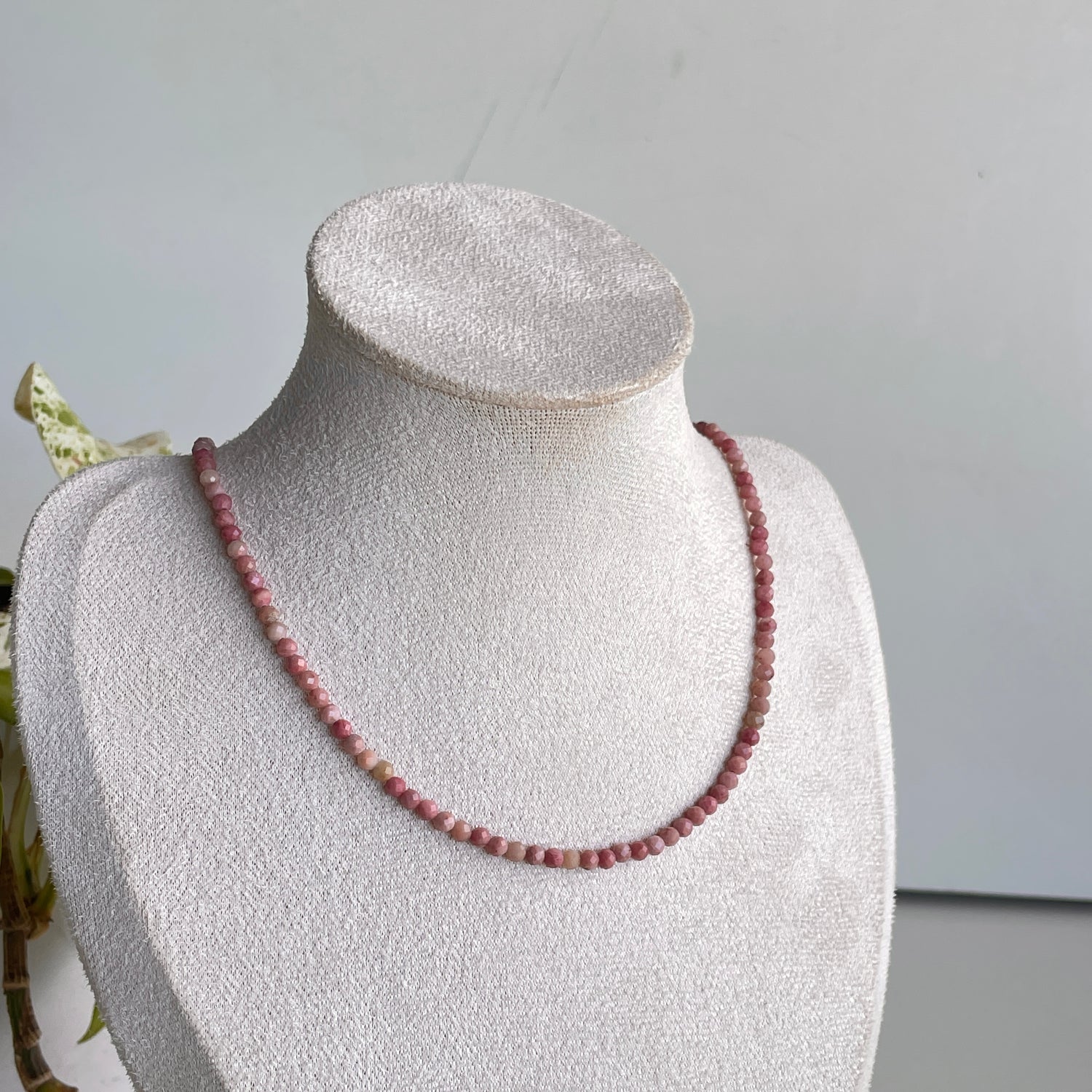 Pink Opal Faceted Necklace 3mm