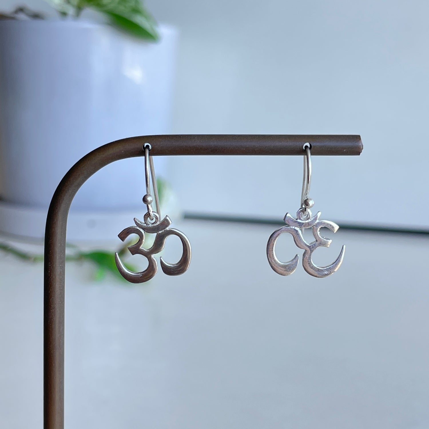 Om Silver Earrings
