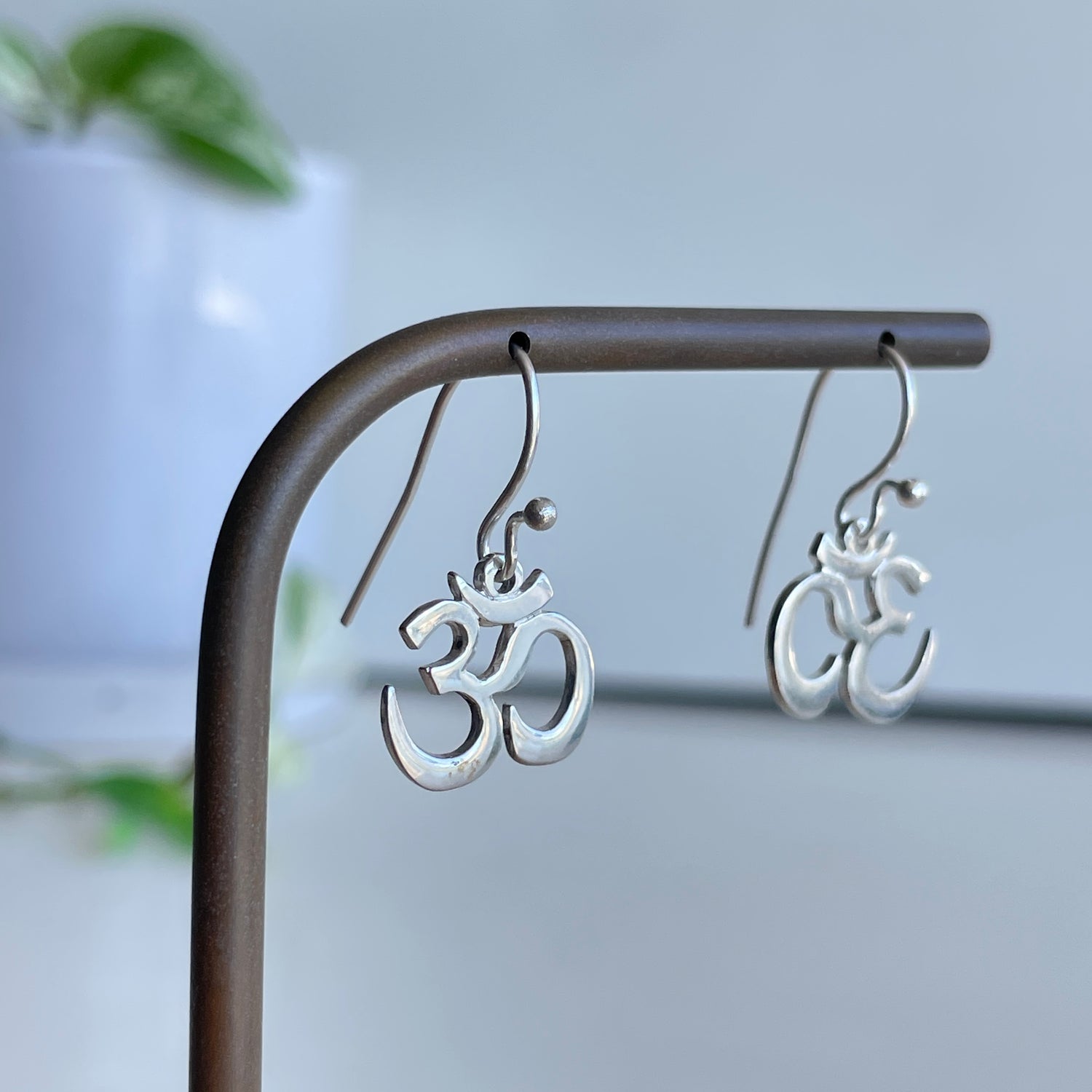 Om Silver Earrings