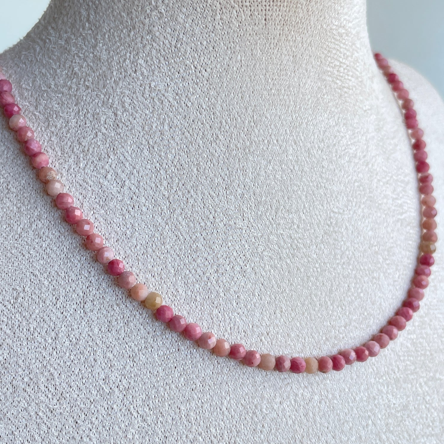 Pink Opal Faceted Necklace 3mm