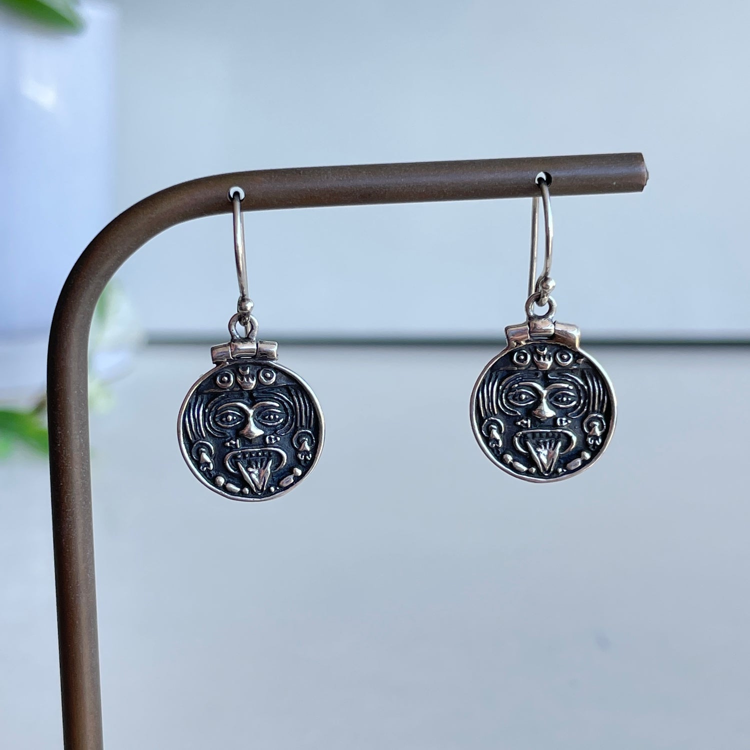 Aztec Sun Face Earrings