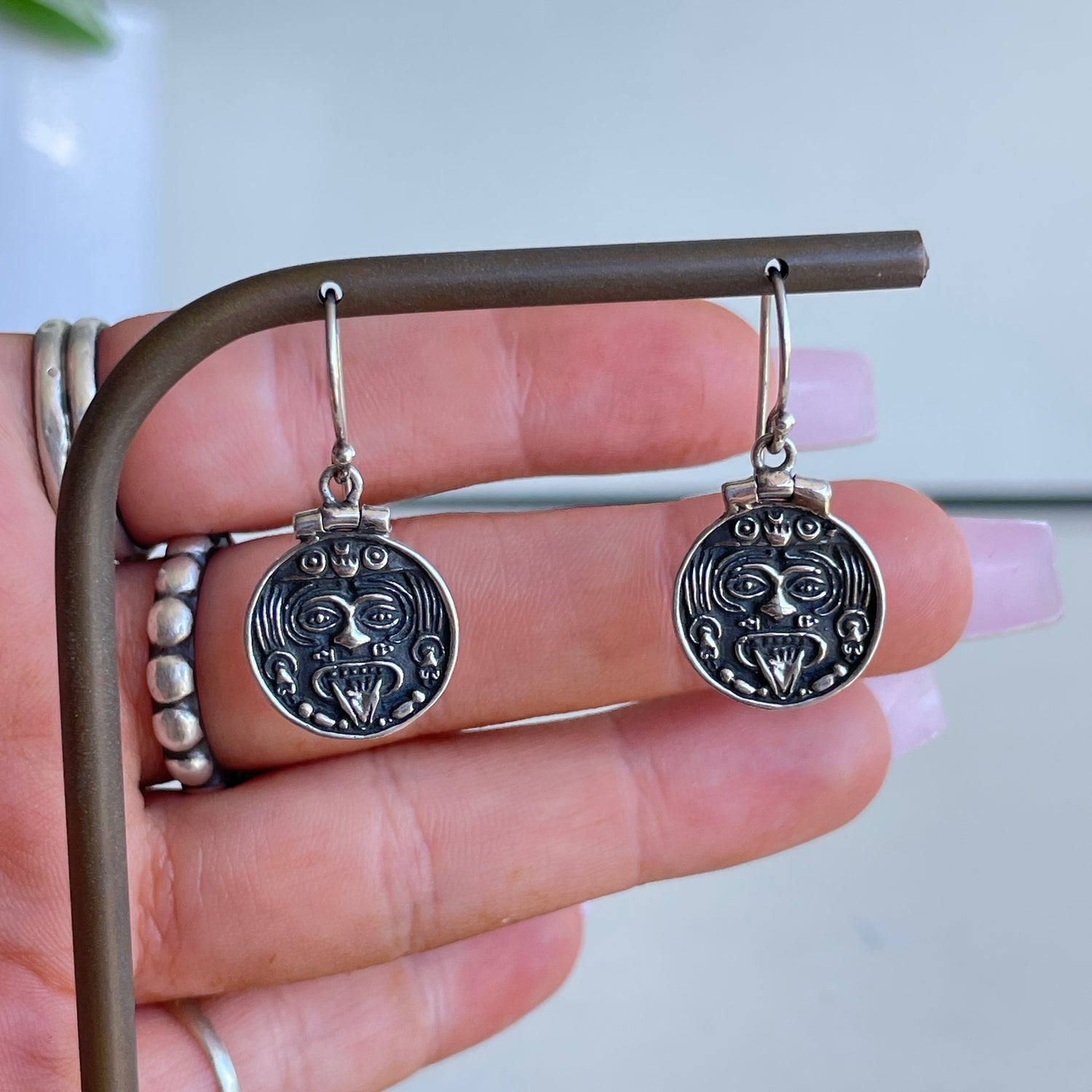 Aztec Sun Face Earrings