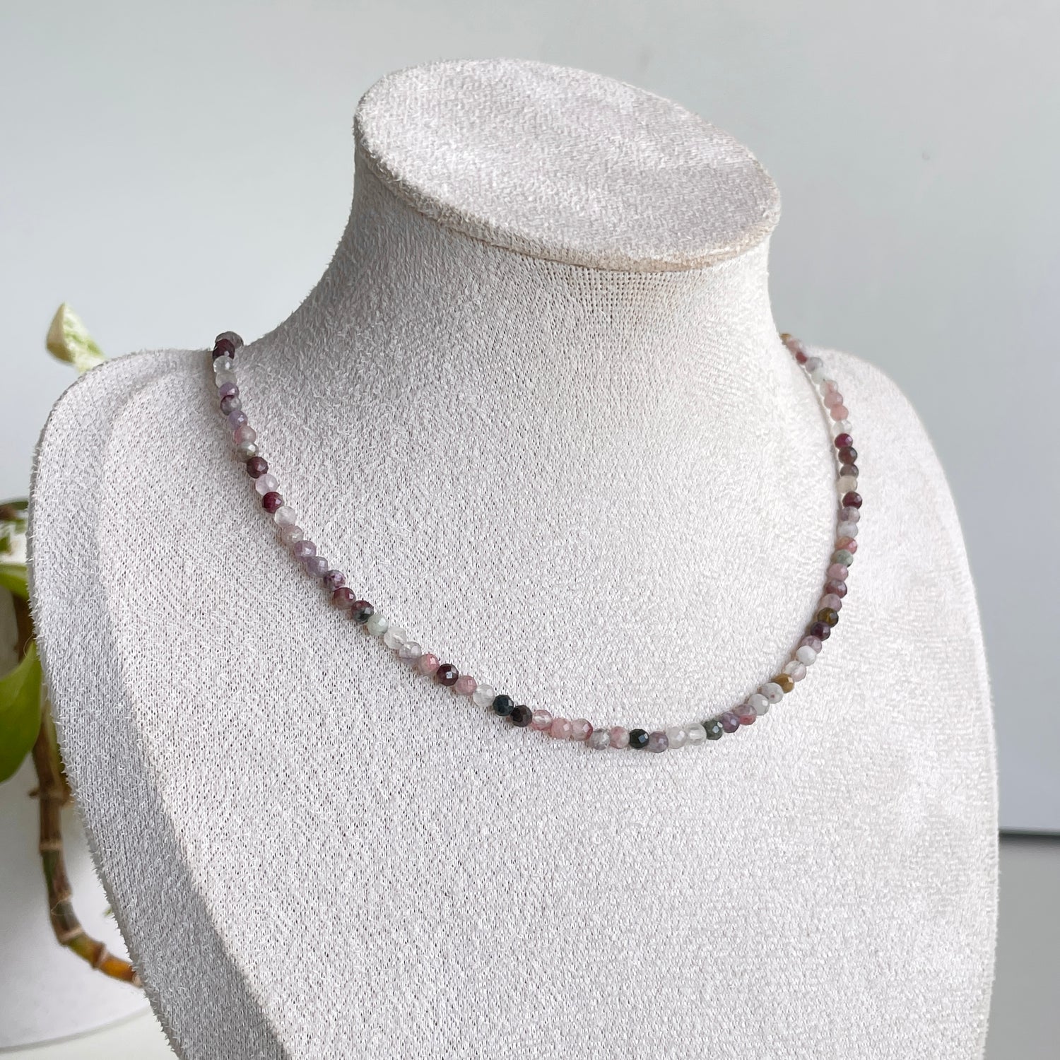 Mixed Tourmaline Faceted Necklace 3mm