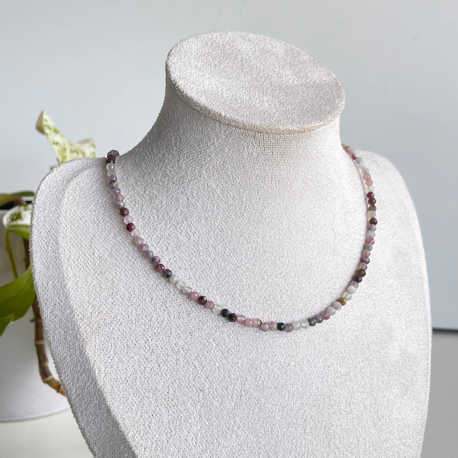 Mixed Tourmaline Faceted Necklace 3mm