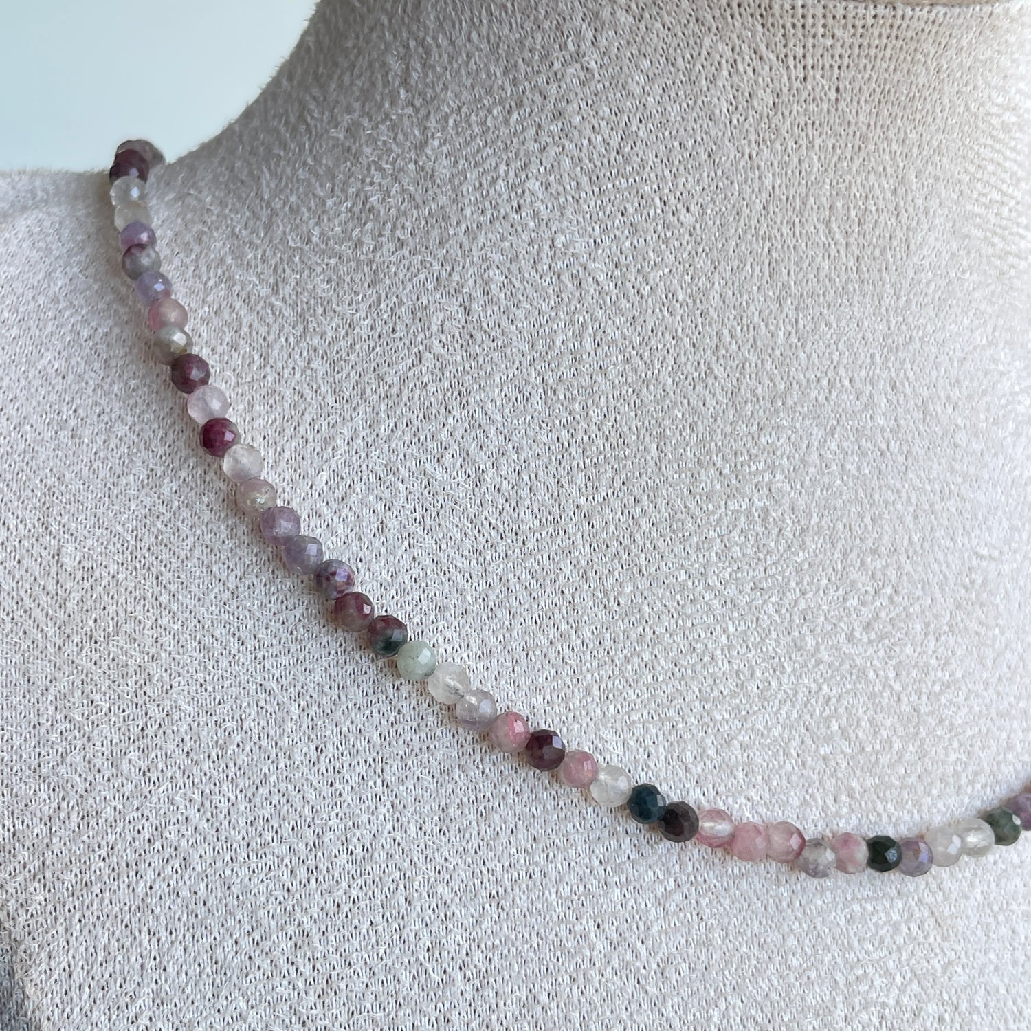 Mixed Tourmaline Faceted Necklace 3mm