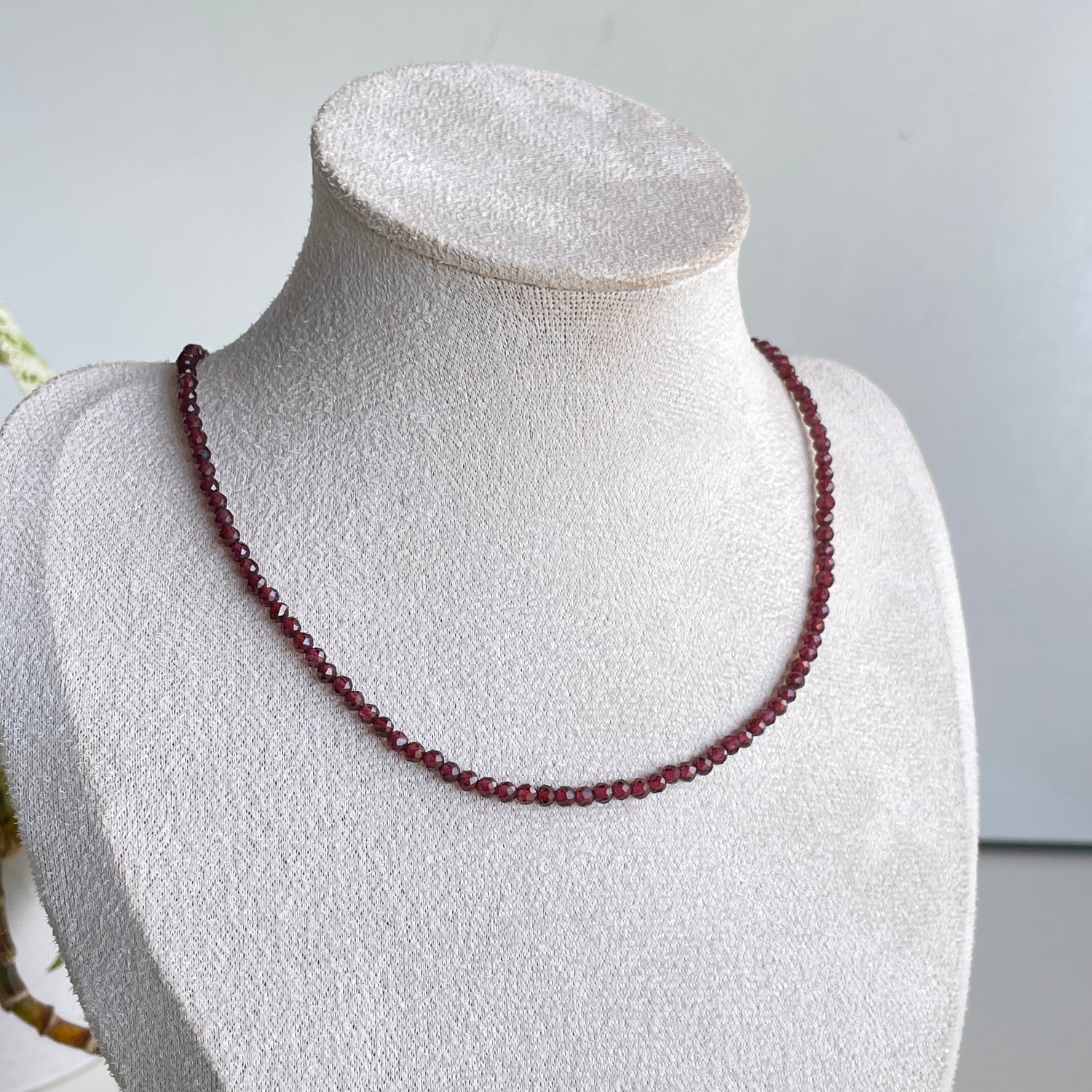 Garnet Faceted Necklace 3mm