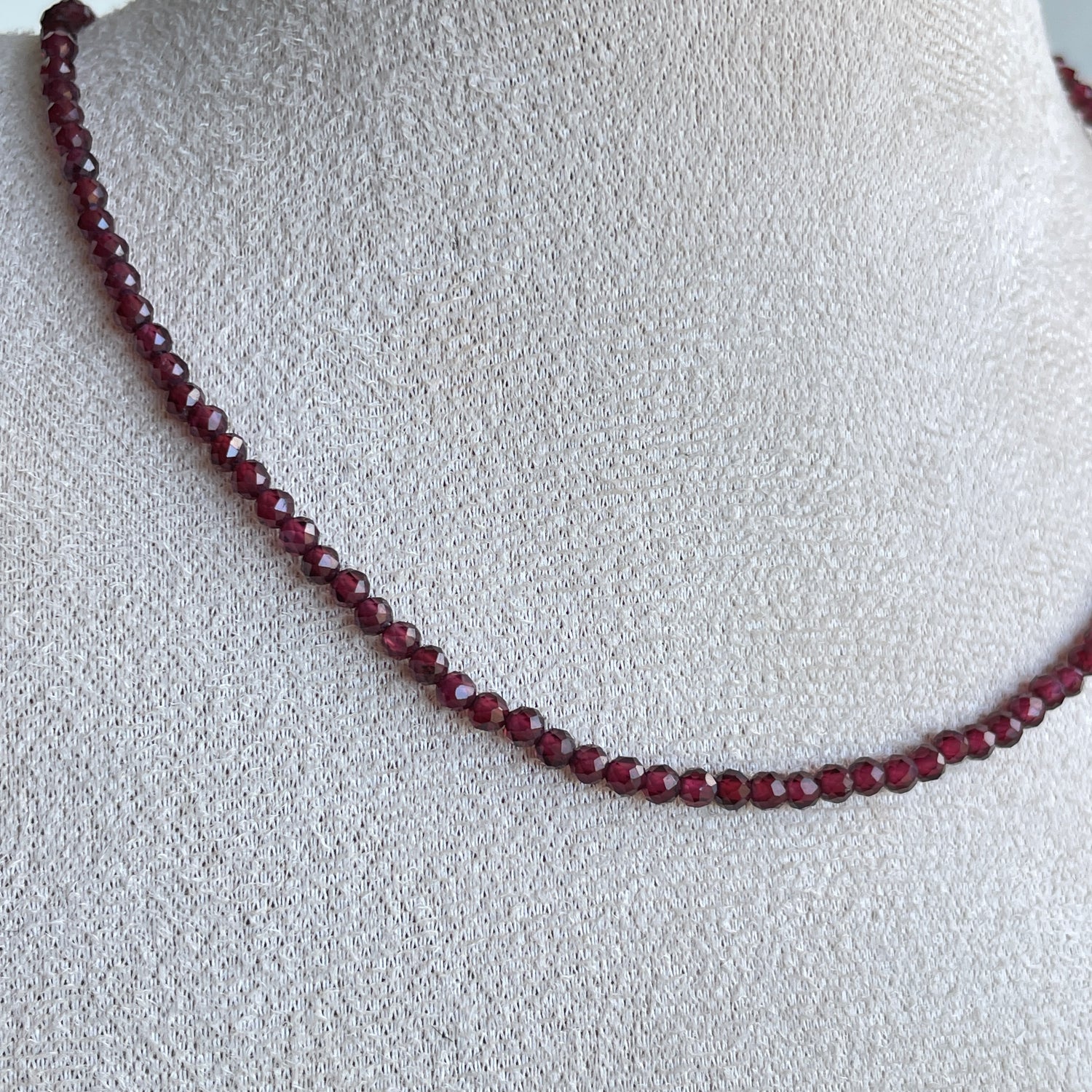 Garnet Faceted Necklace 3mm