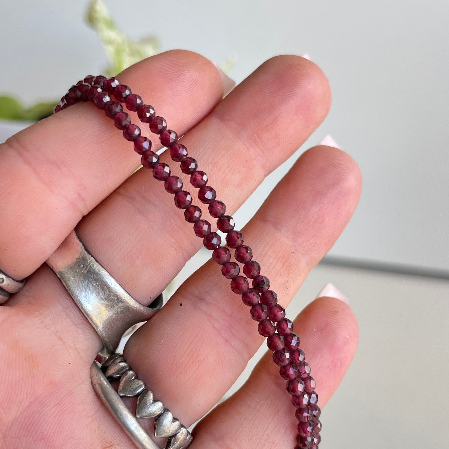 Garnet Faceted Necklace 3mm