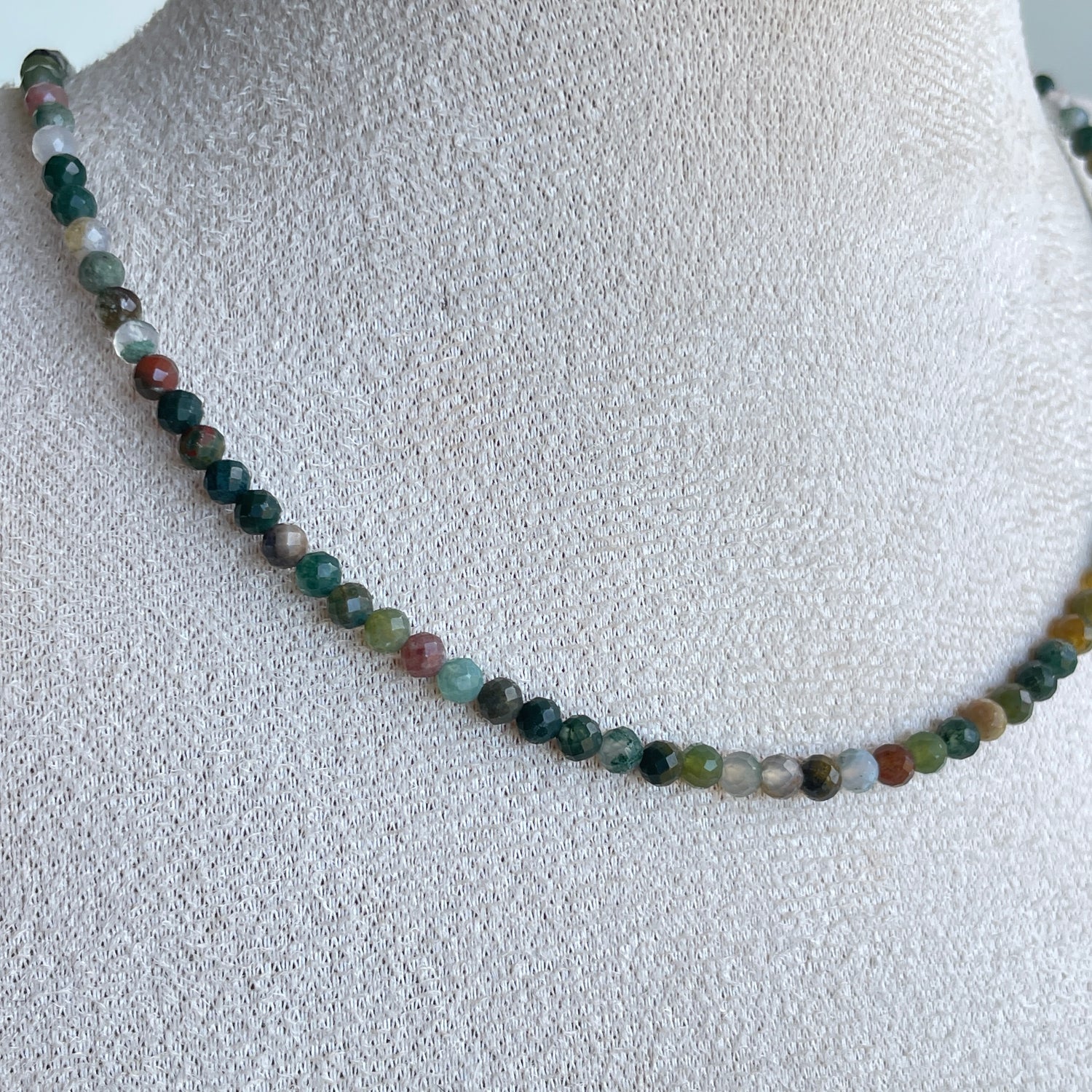 Moss Agate Faceted Necklace 3mm
