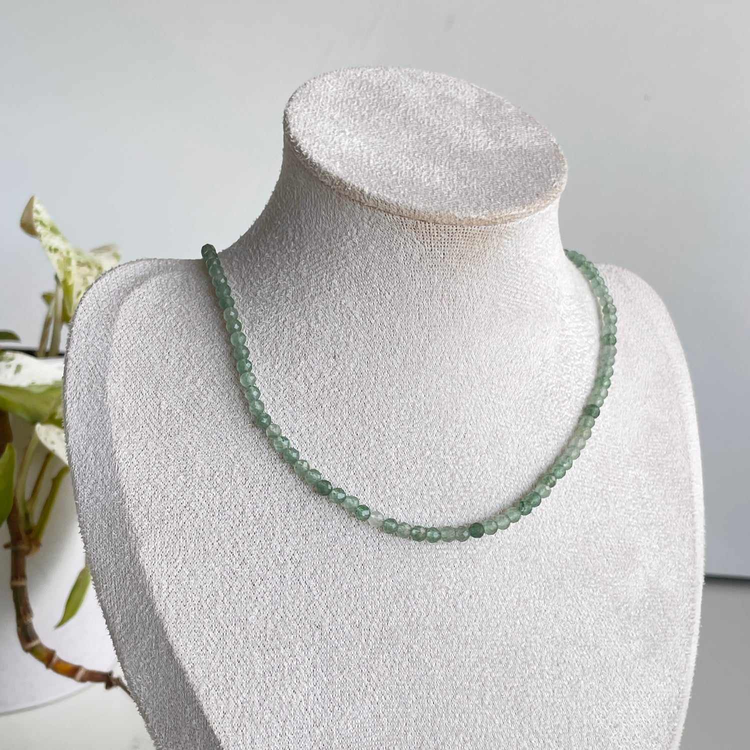 Green Aventurine Faceted Necklace 3mm