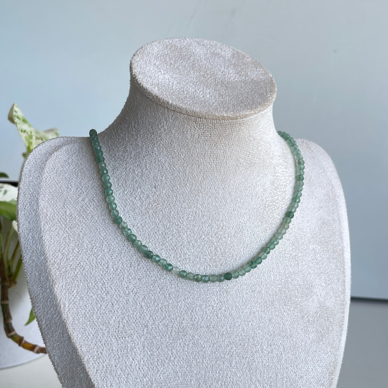 Green Aventurine Faceted Necklace 3mm